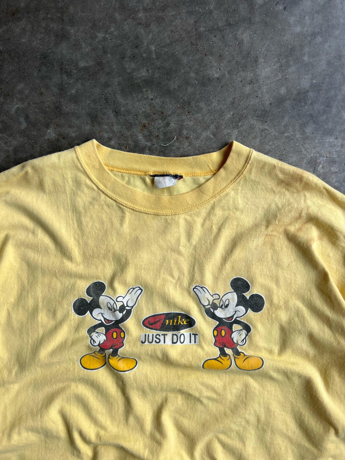 Vintage Bootleg Yellow Mickey Mouse Nike Long Sleeve Shirt - XXL