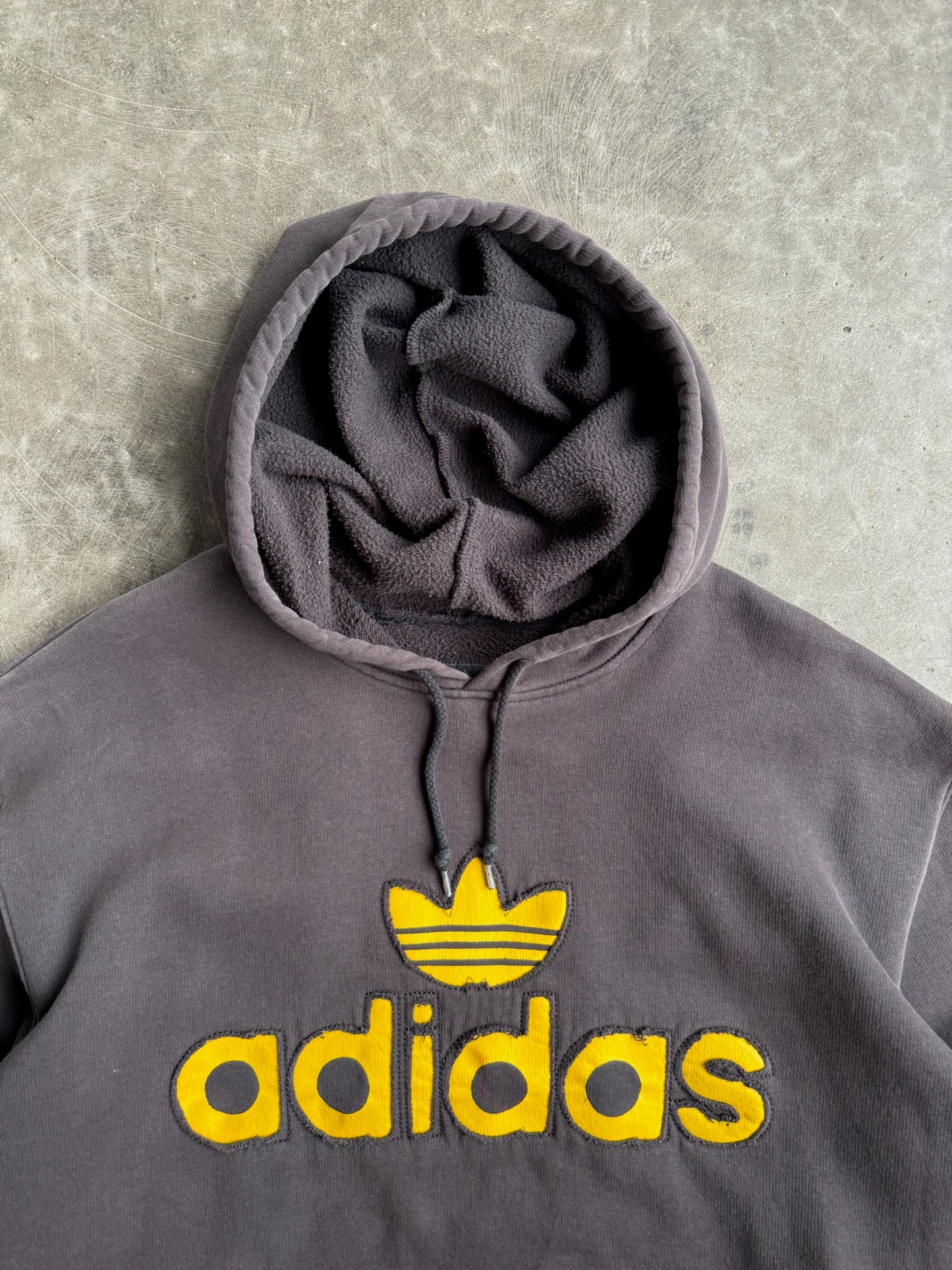 Vintage Black/Yellow Adidas Hoodie - XL