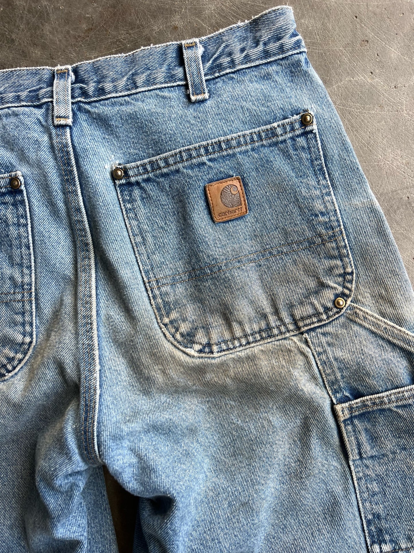 Vintage Faded Medium Wash Carhartt Double Knee Pants - 34