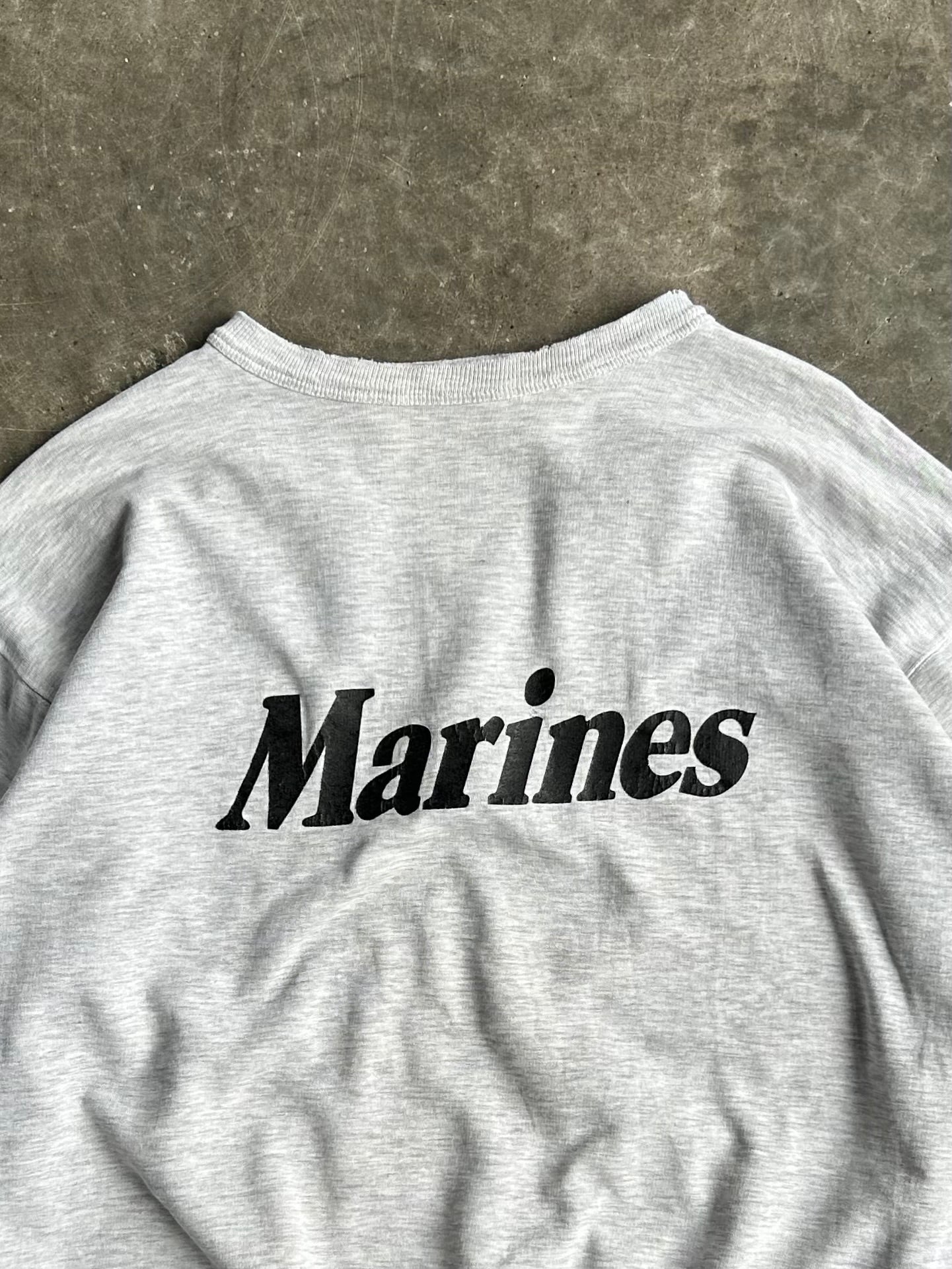 Vintage Grey Marines Crew - M