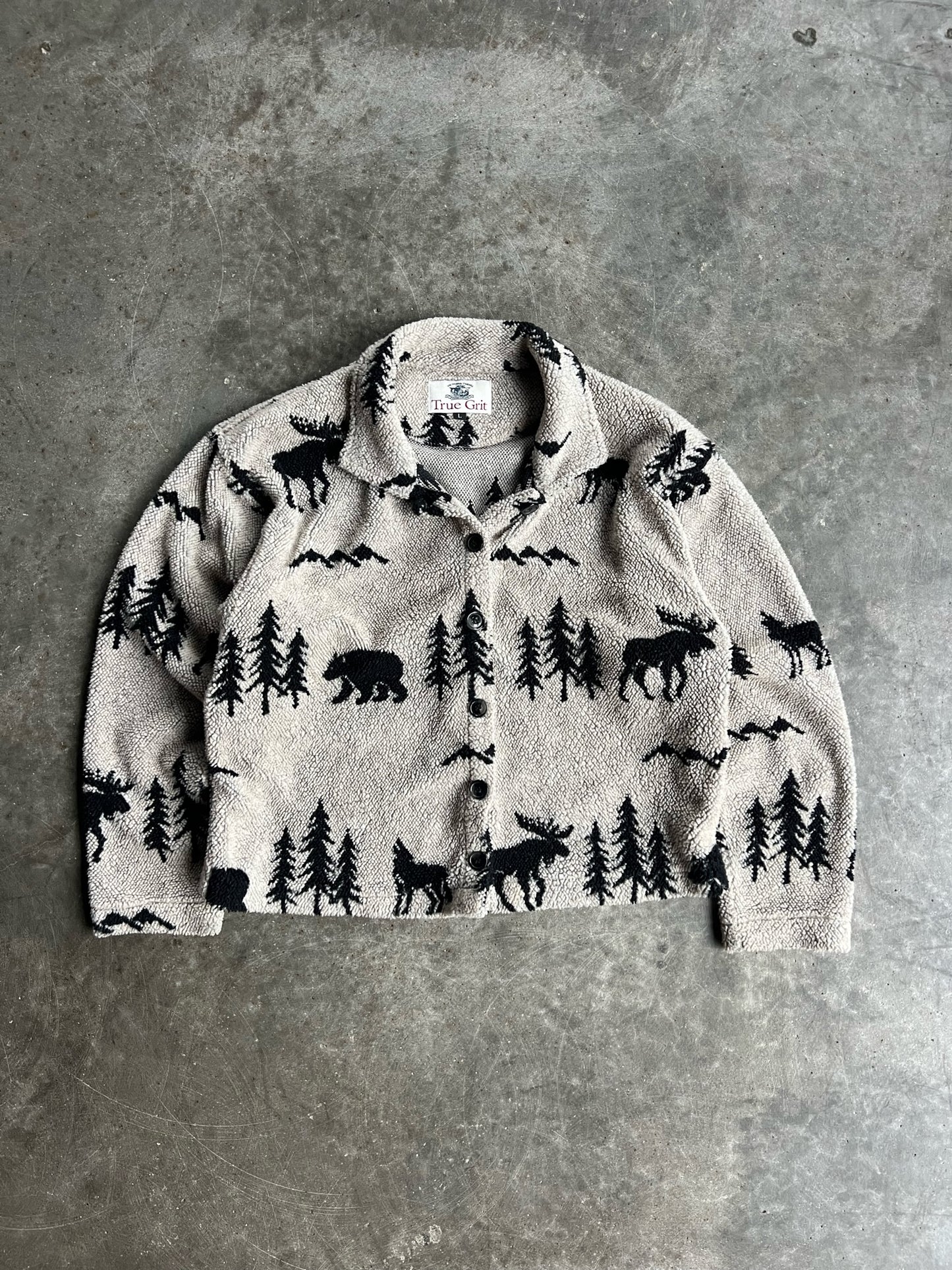 Vintage True Grit Fleece Animal Button Down - L