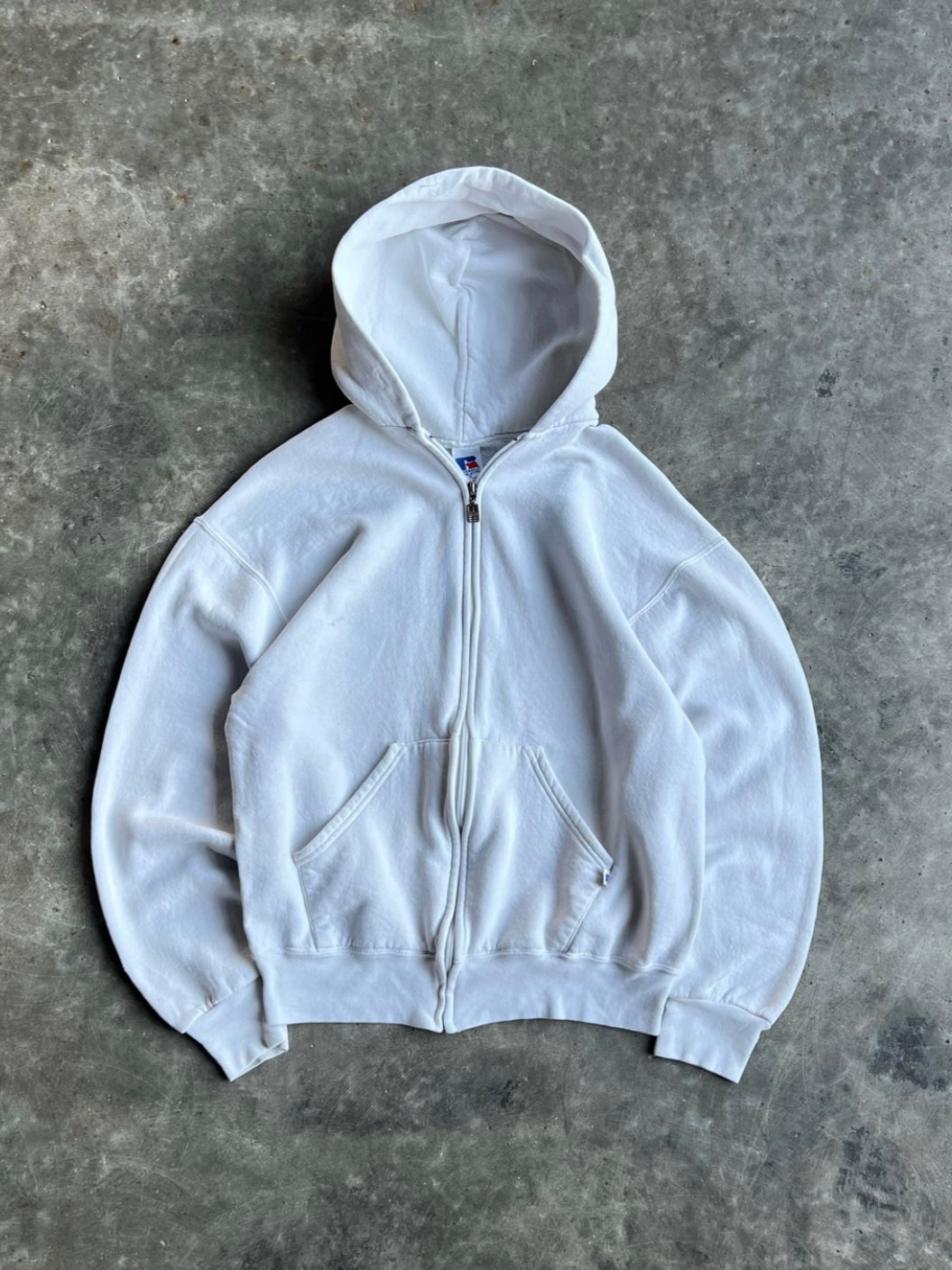 Vintage White Russell Zip Up - M