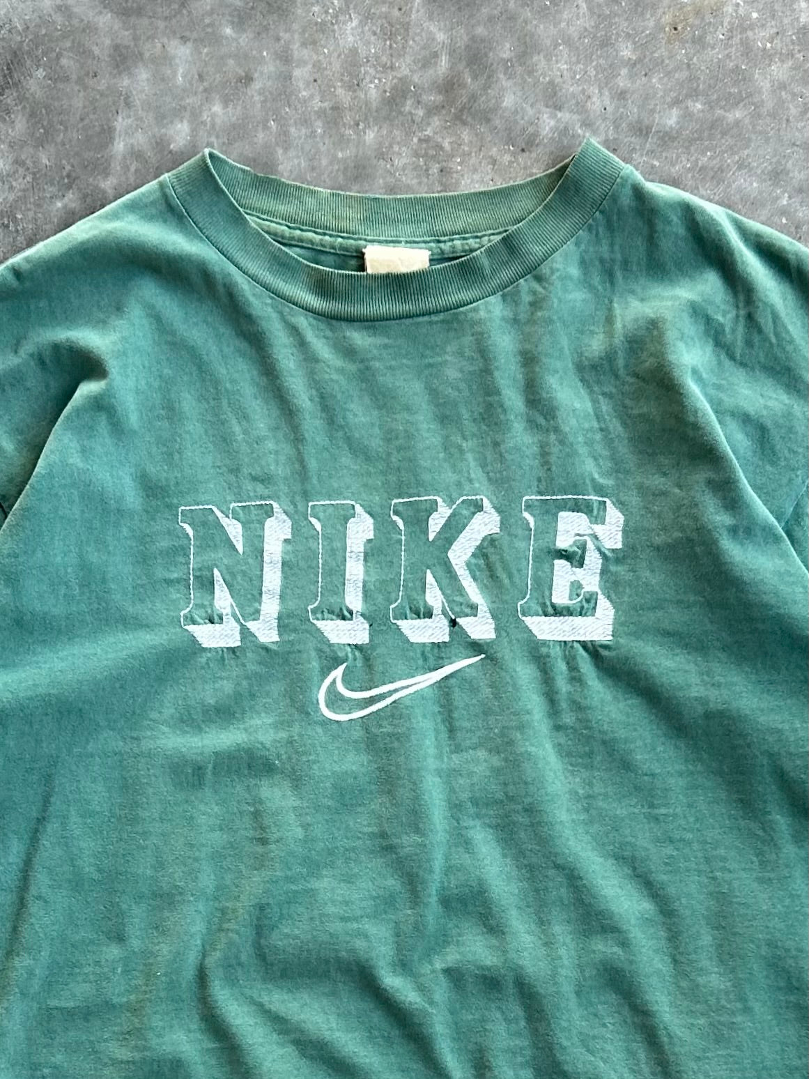 Vintage Green Nike Spellout Tee - XL