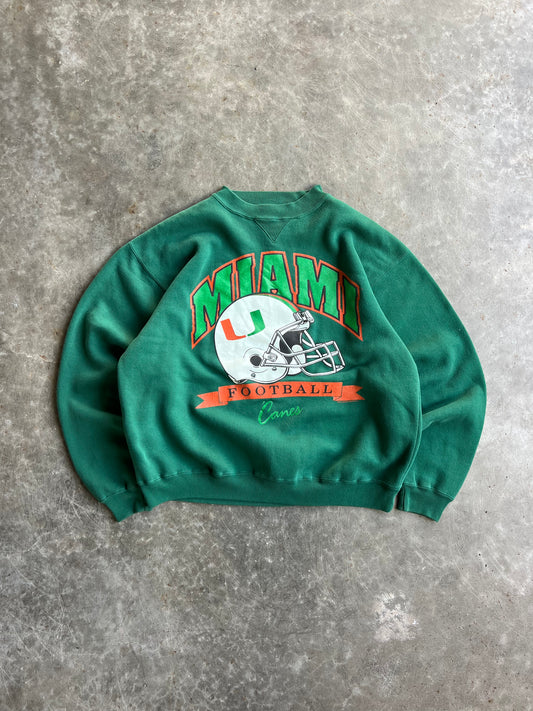 Vintage Green Miami Football Crew - XL