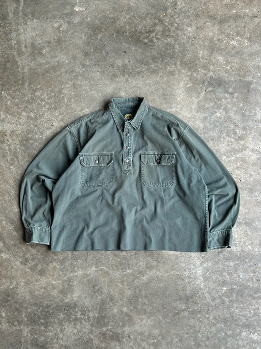 Vintage Green Cabela’s Cropped Polo Long Sleeve - XL