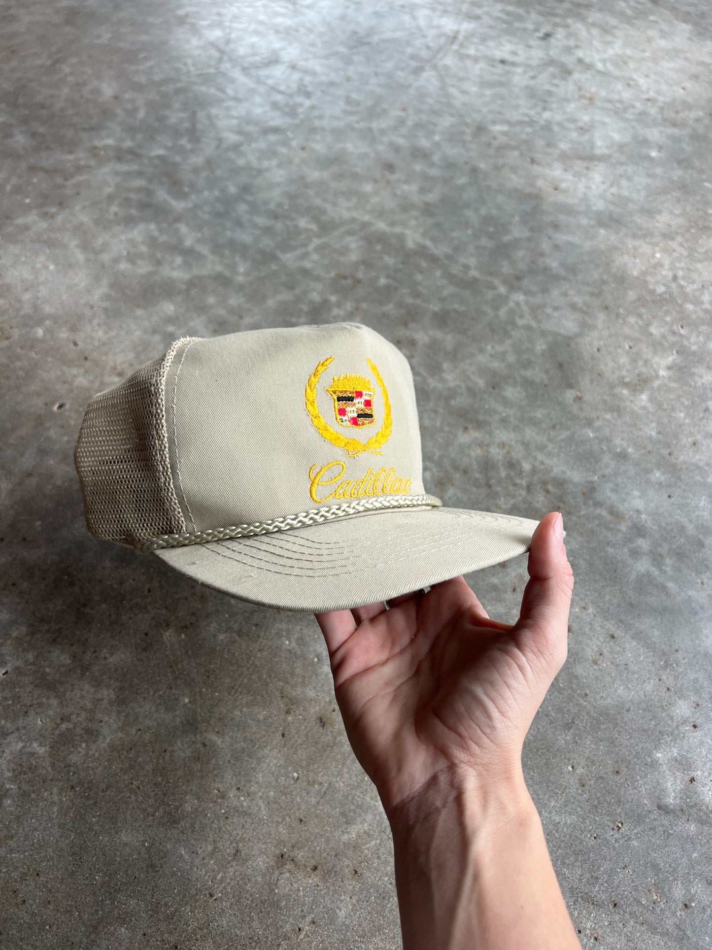 Vintage Beige Cadillac Snapback Trucker Hat