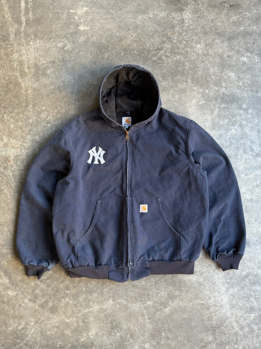 Vintage Dark Navy Hooded Yankees Carhartt Jacket - XL