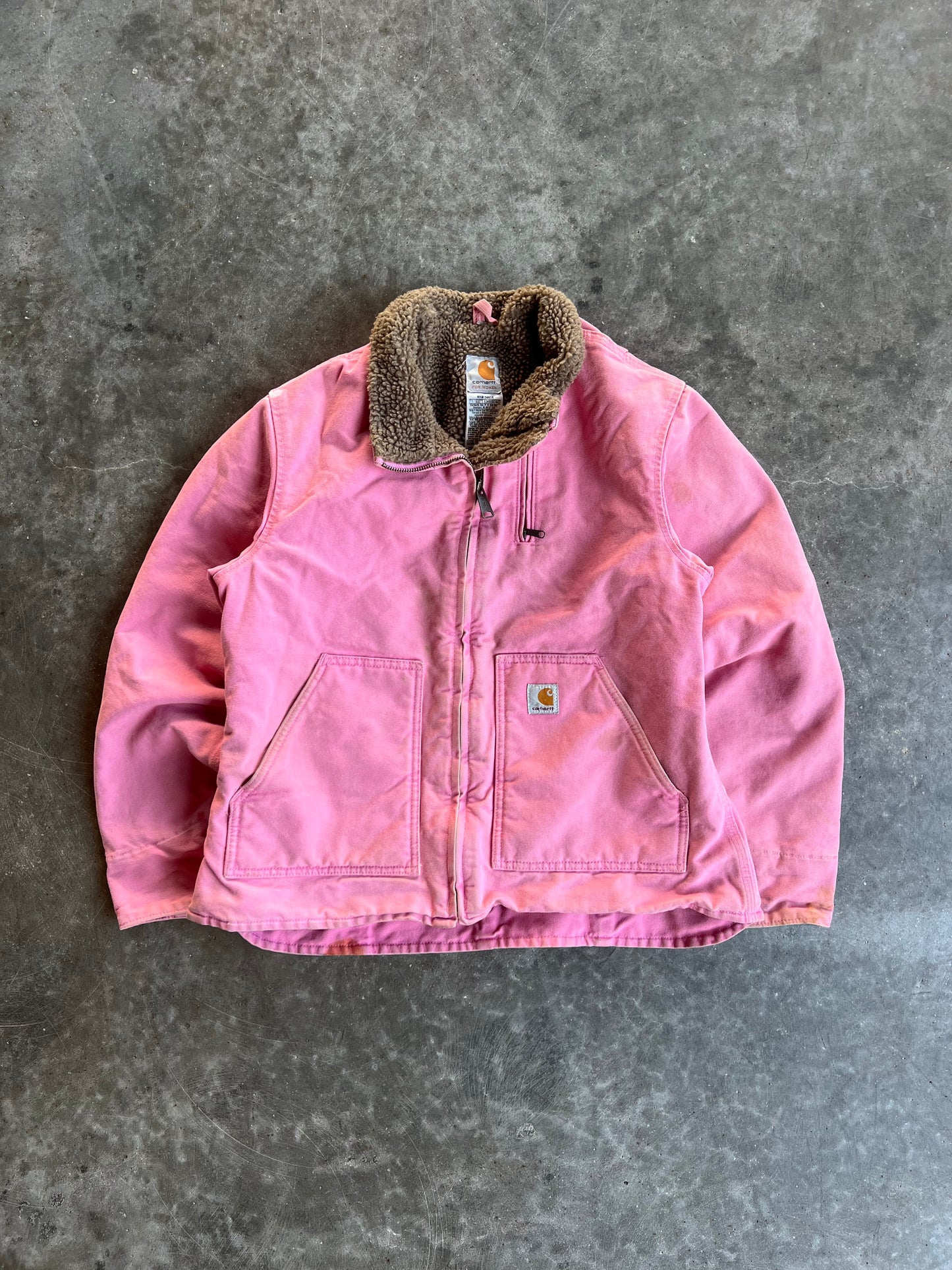 Vintage Sherpa Lined Pink Carhartt Jacket - L