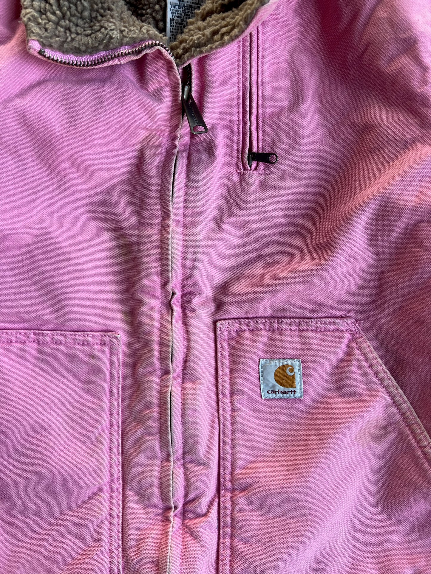 Vintage Sherpa Lined Pink Carhartt Jacket - L