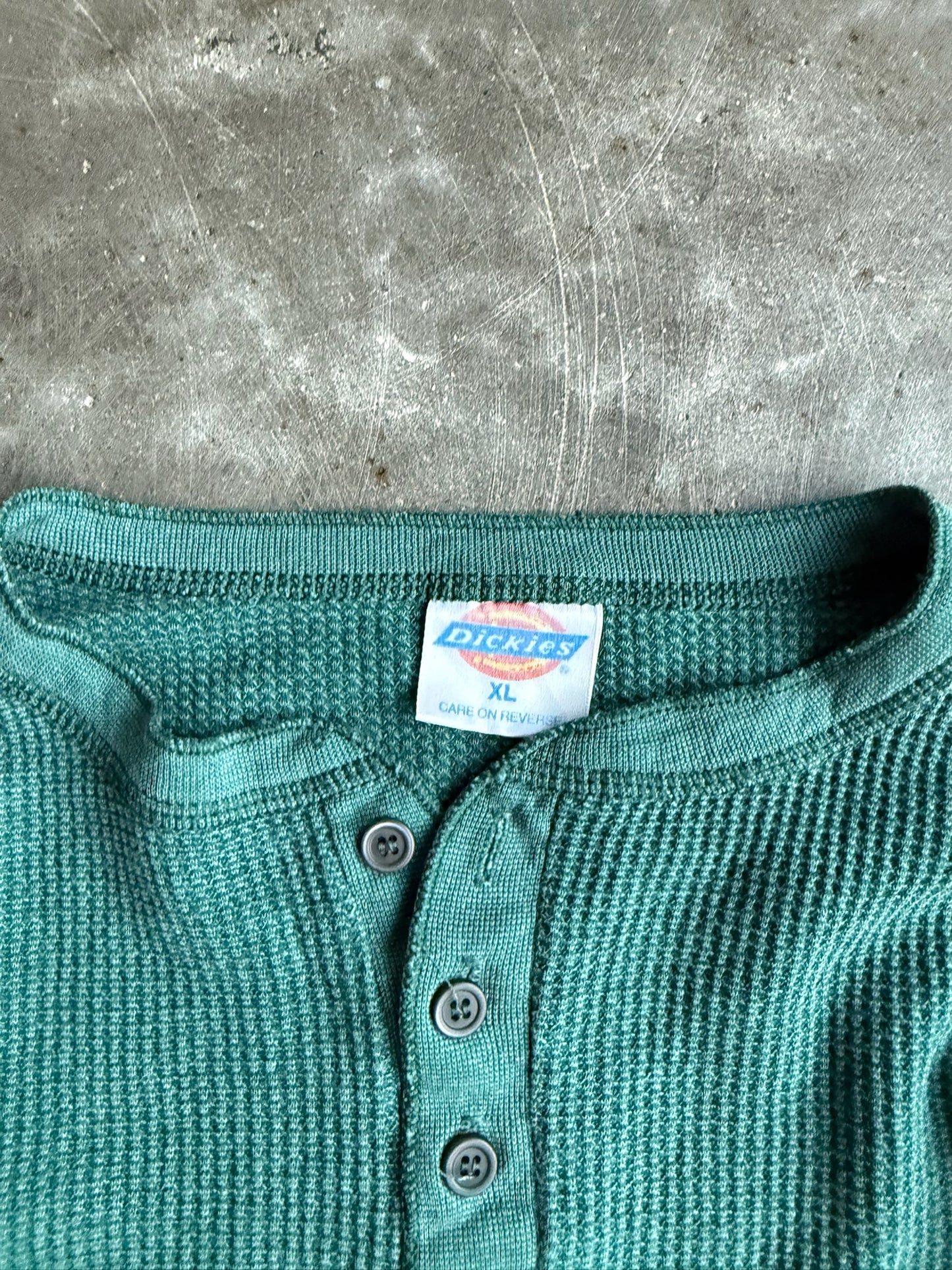 Vintage Green Dickies Thermal Long Sleeve Shirt - XL