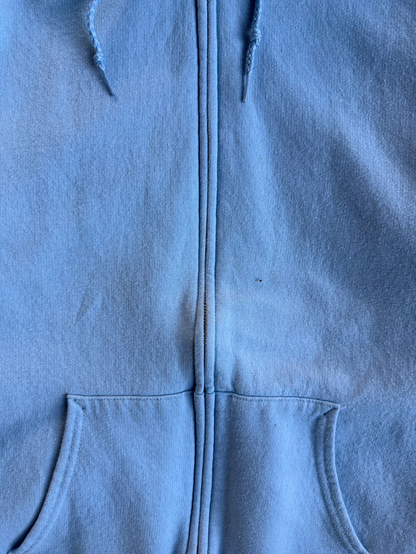 Vintage Blank Baby Blue Zip Up Hoodie - XL