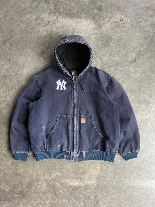 Vintage Navy Yankees Hooded Carhartt Jacket - XL