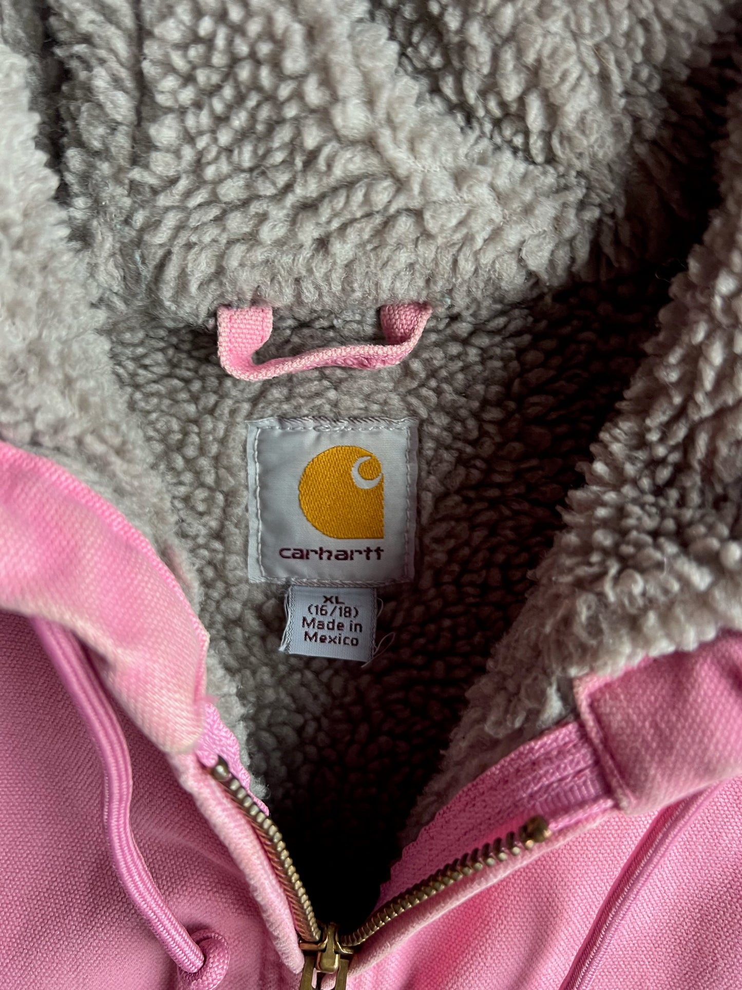 Vintage Baby Pink Hooded Carhartt Jacket - XL