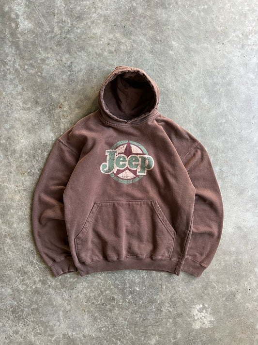 Vintage Brown Jeep Hoodie - M