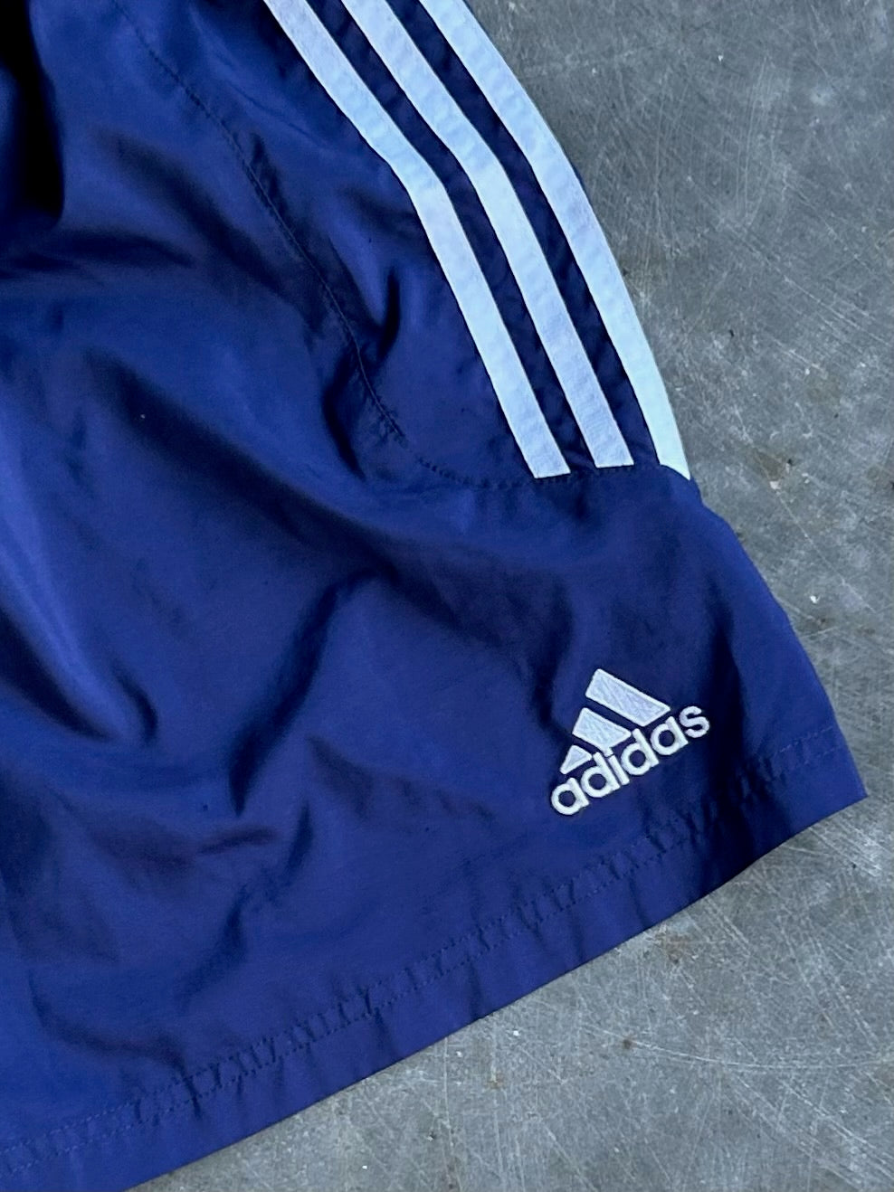 Vintage Navy Blue Adidas Track Shorts - S