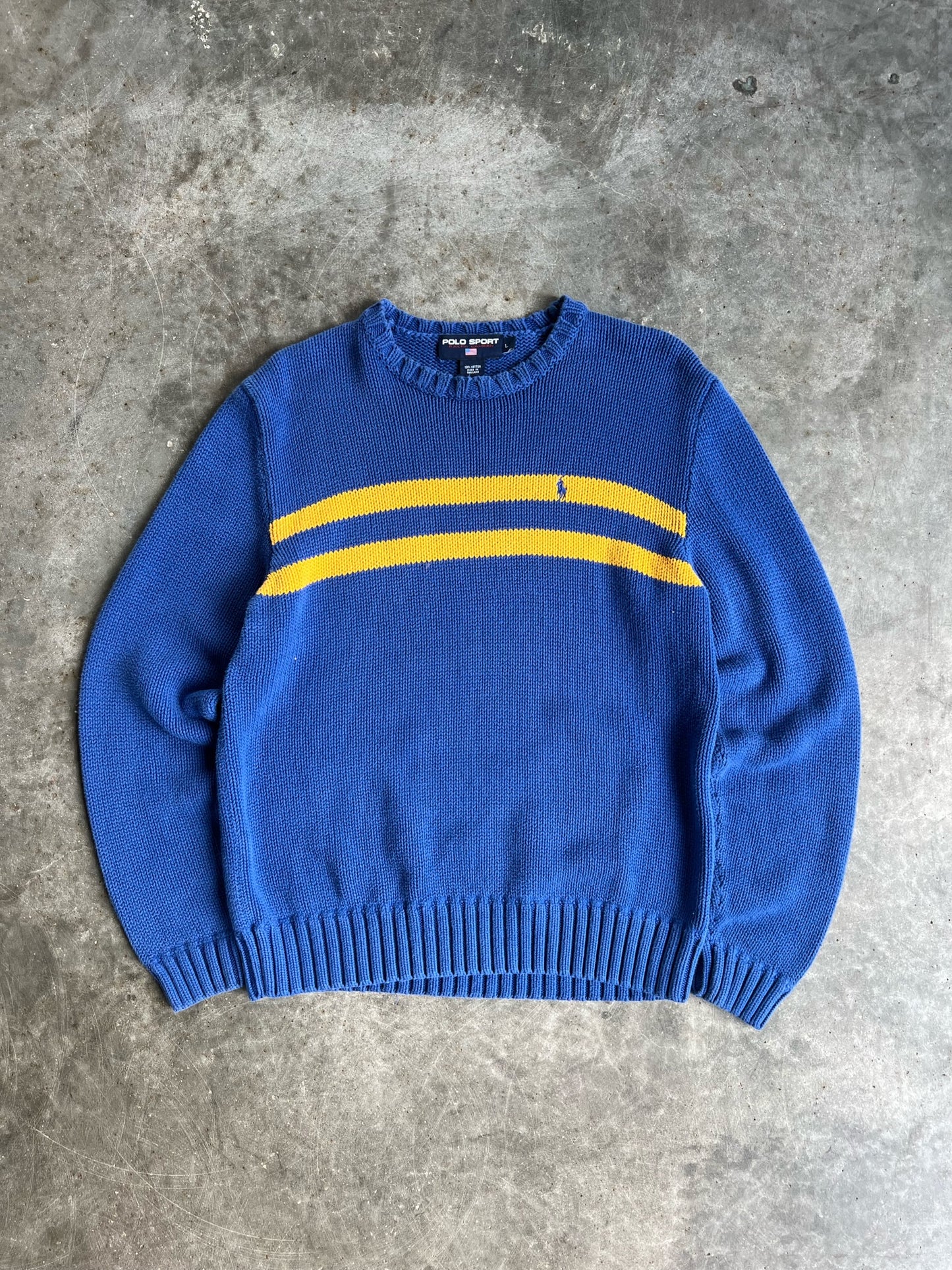 Vintage Blue Polo Sweater - L