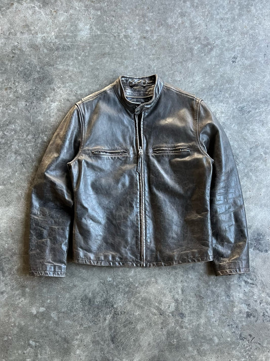 Vintage Dark Brown J Crew Leather Jacket - L