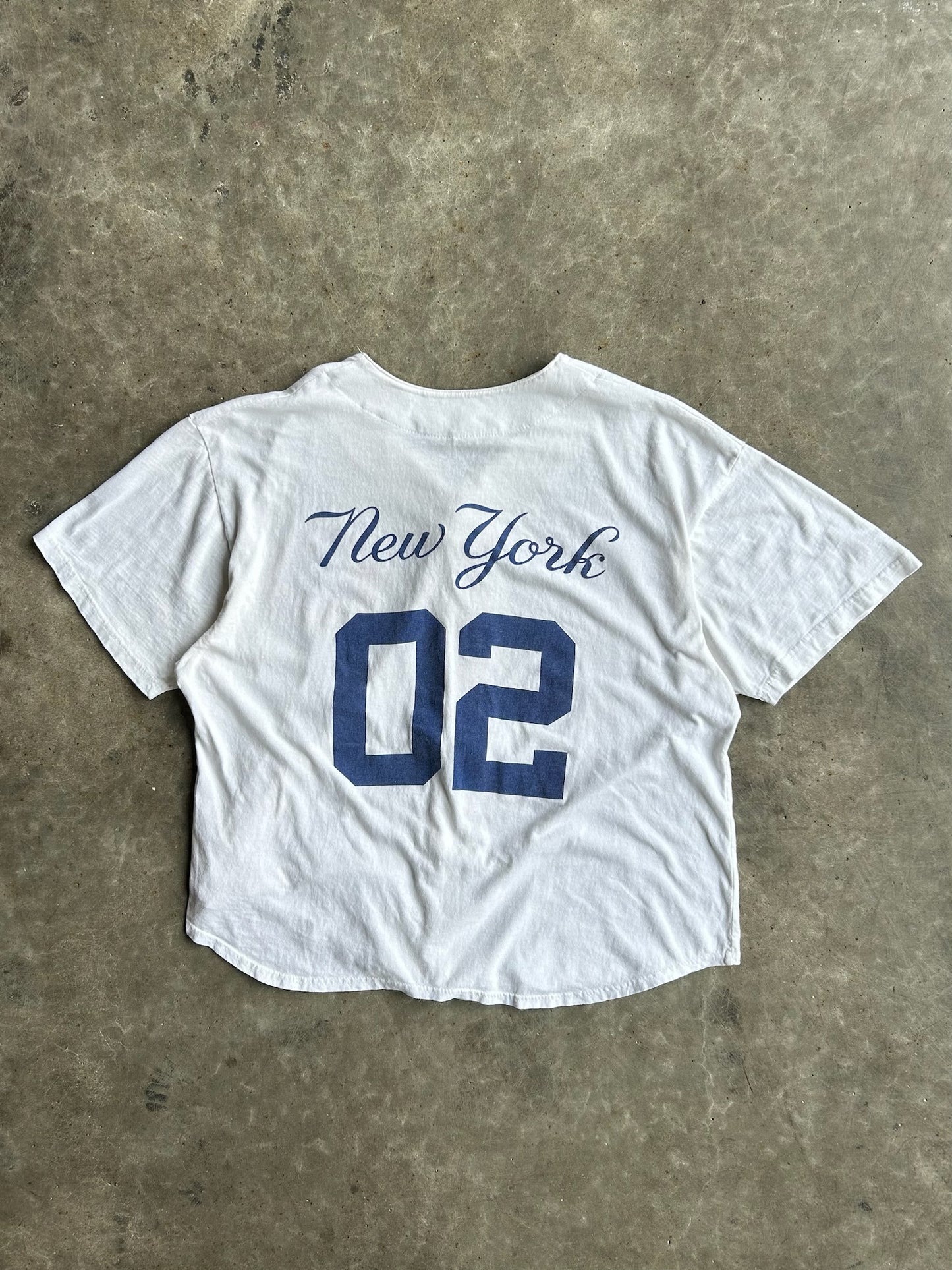 Vintage White Button Down New York Yankees Jersey - L