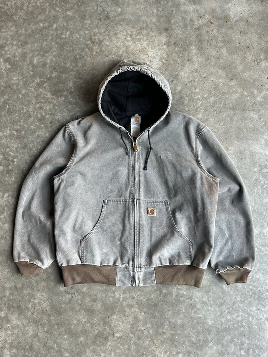 Vintage Faded Brown Hooded Carhartt Jacket - XL