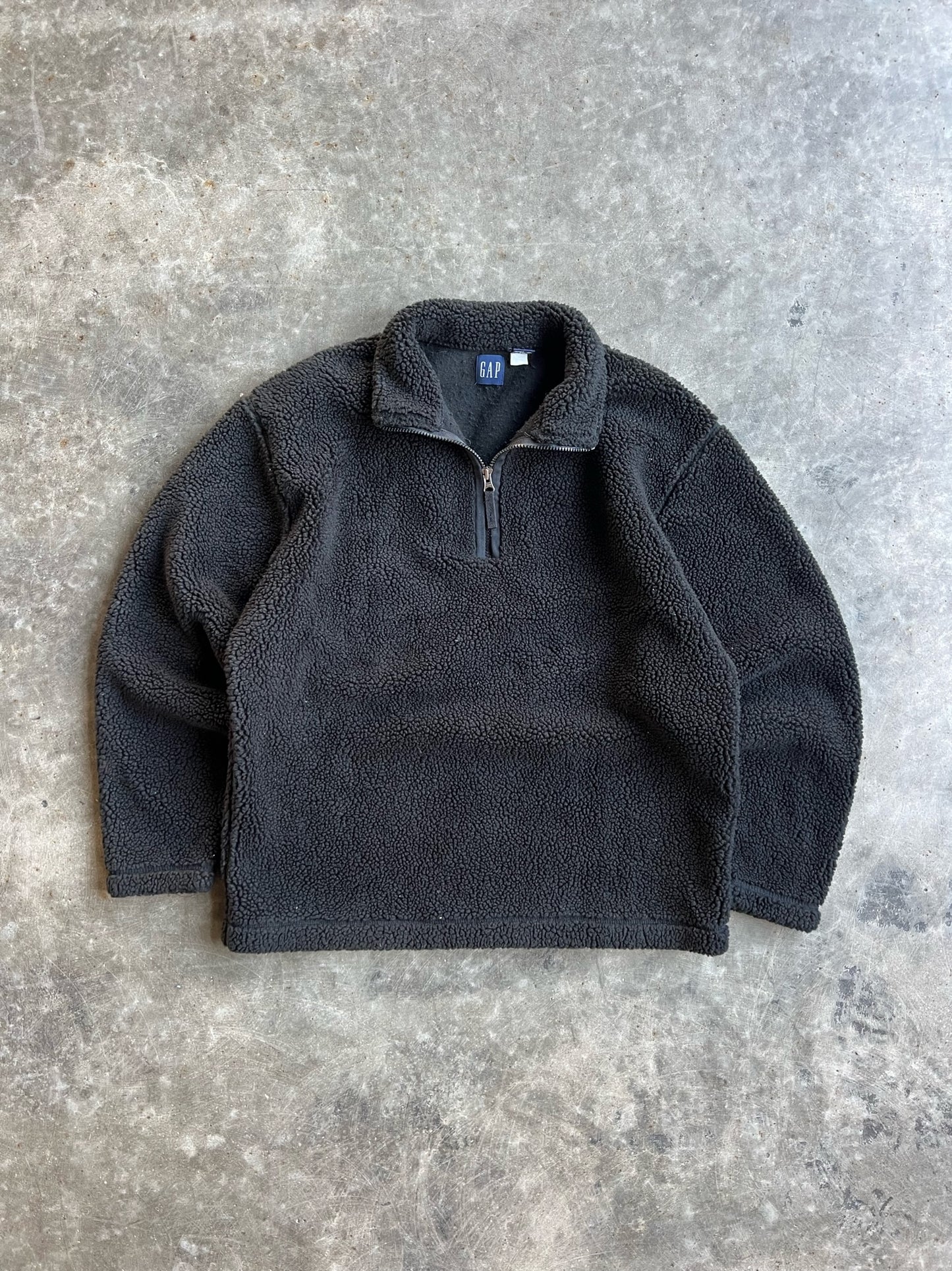 Vintage Black Fleece GAP Quarter Zip - L