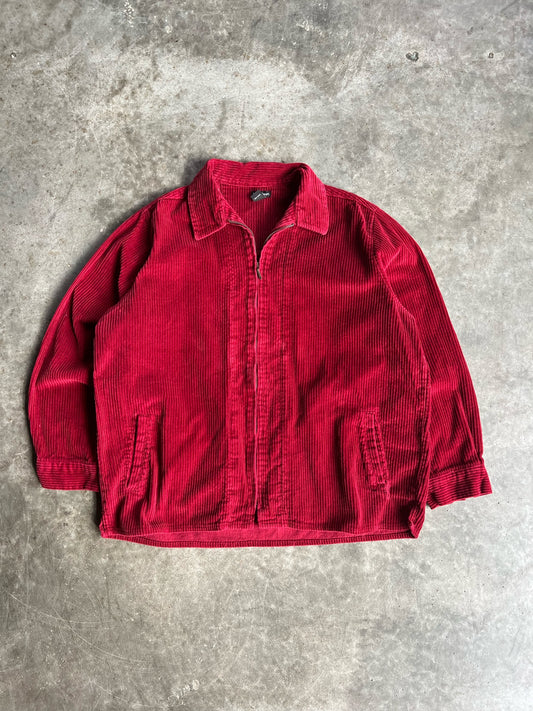 Vintage Red Corduroy Zip Up - XL