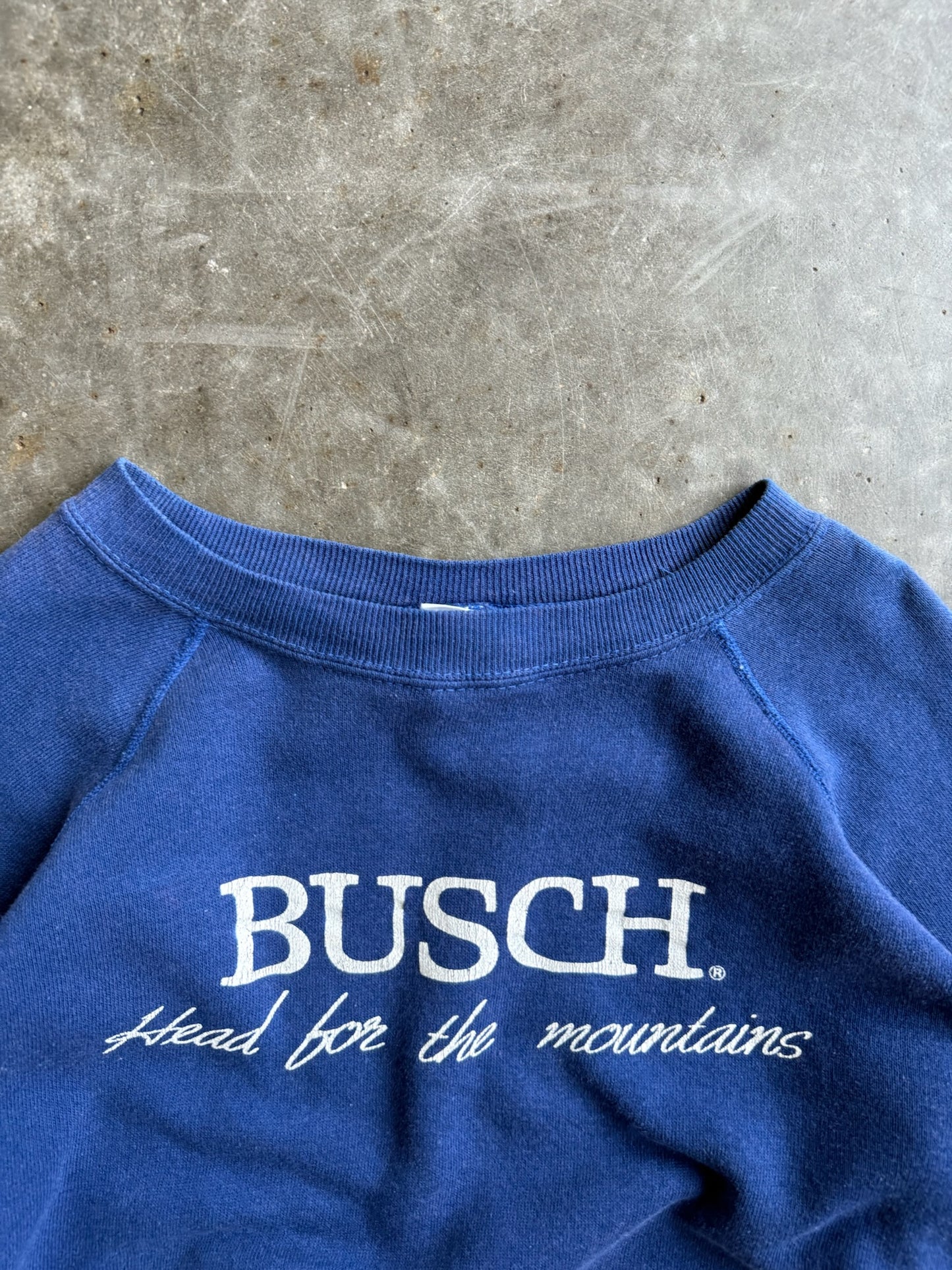 Vintage Blue Busch Graphic Faded Crew  - L