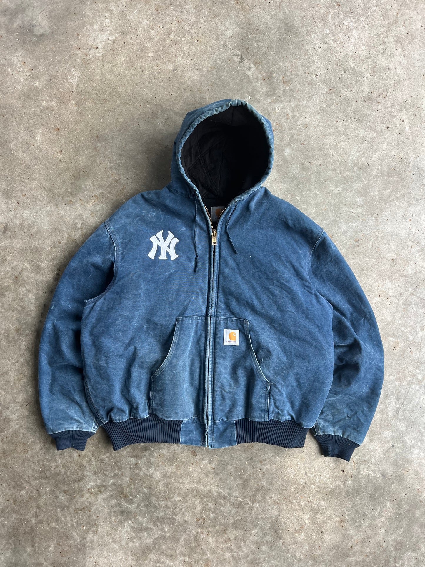 Vintage Navy Hooded Yankees Carhartt Jacket - XL