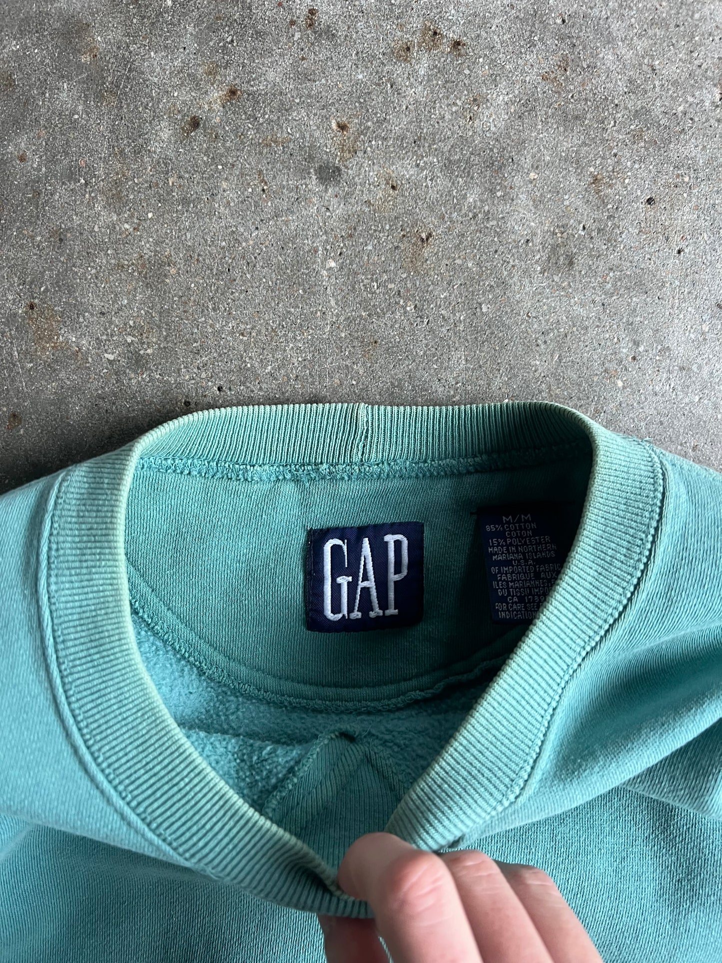 Vintage GAP Blank Teal Crew - M