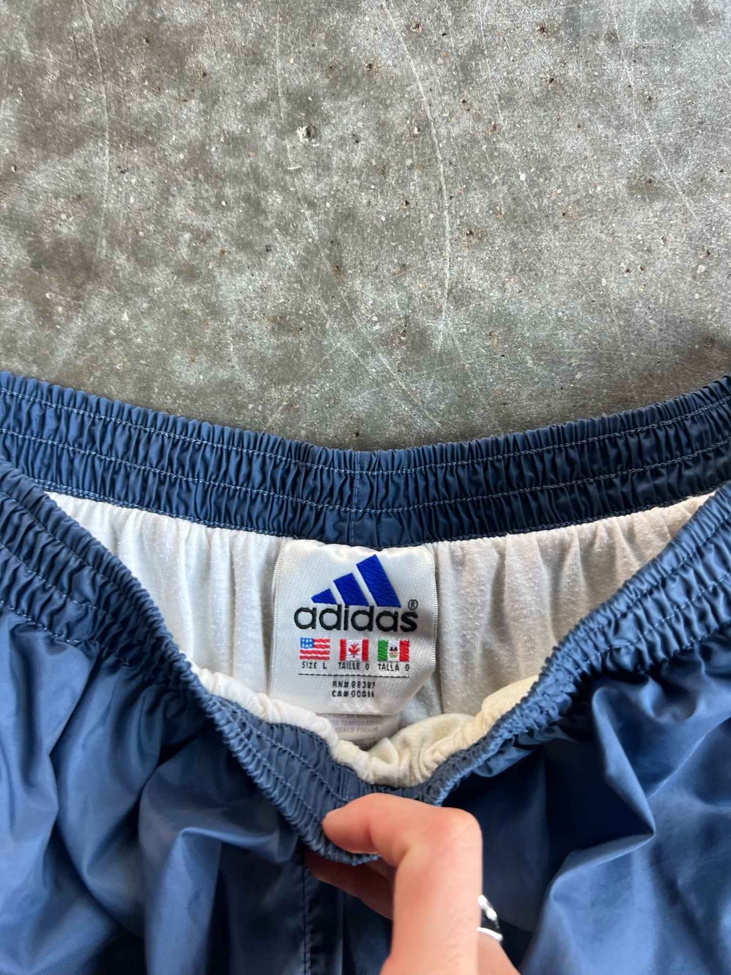 Vintage Blue Striped Adidas Track Pants - L