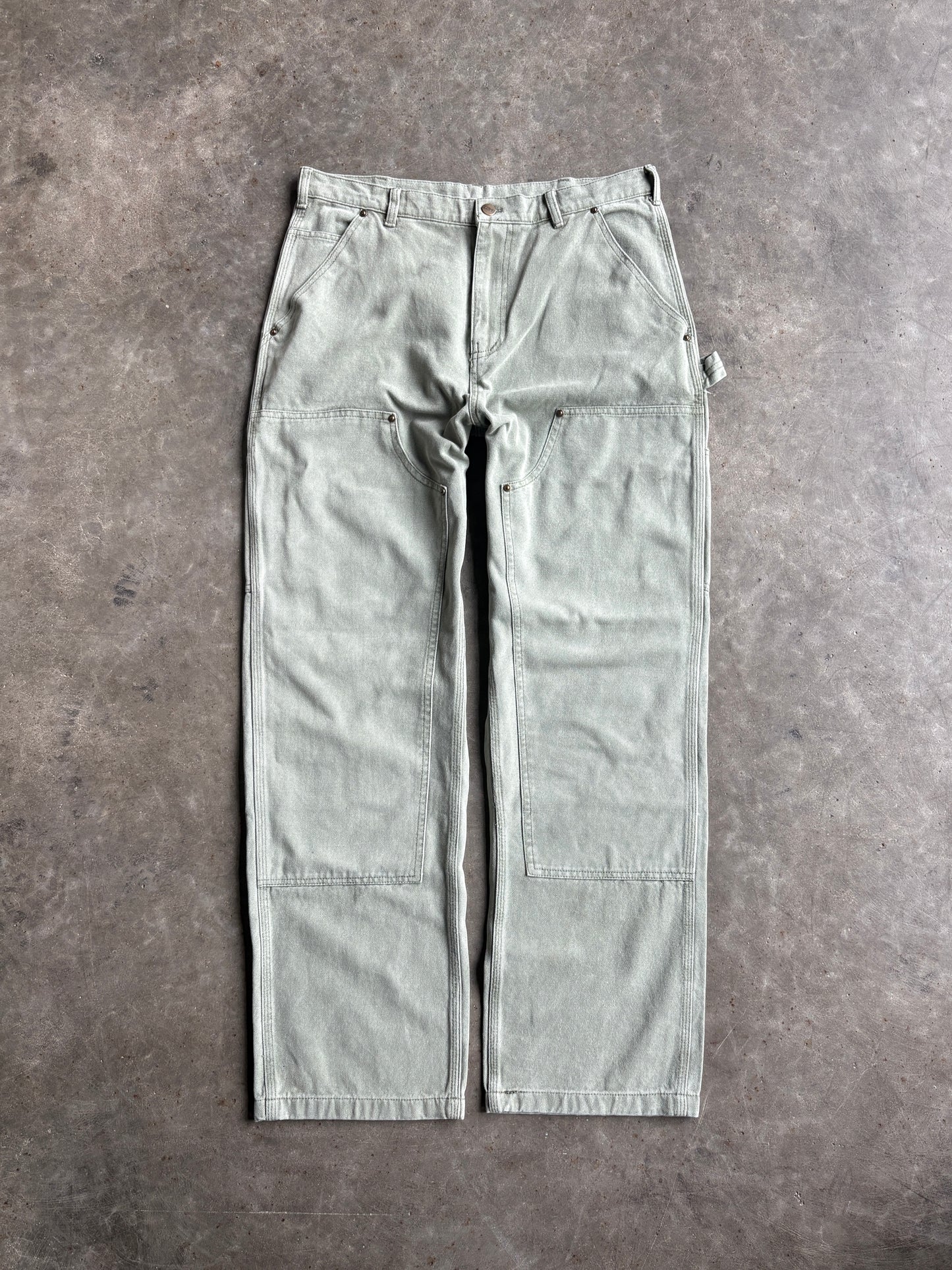 Vintage Sage Green Double Knee Carhartt Carpenter Pants - 34