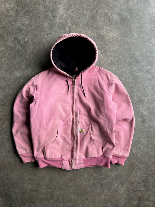 Vintage Baby Pink Hooded Carhartt Jacket - L