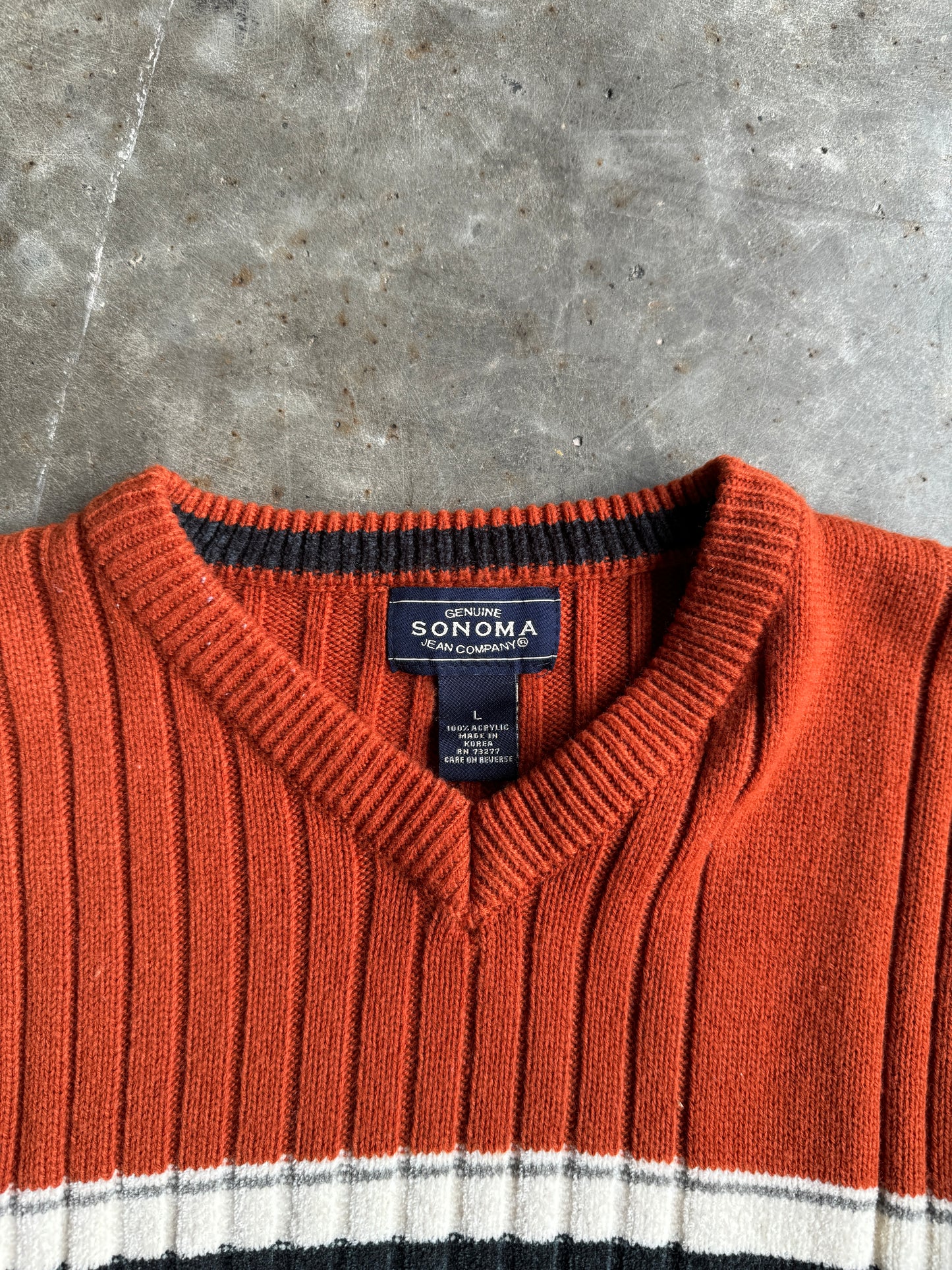 Vintage Sonoma Orange Stripe Sweater - L