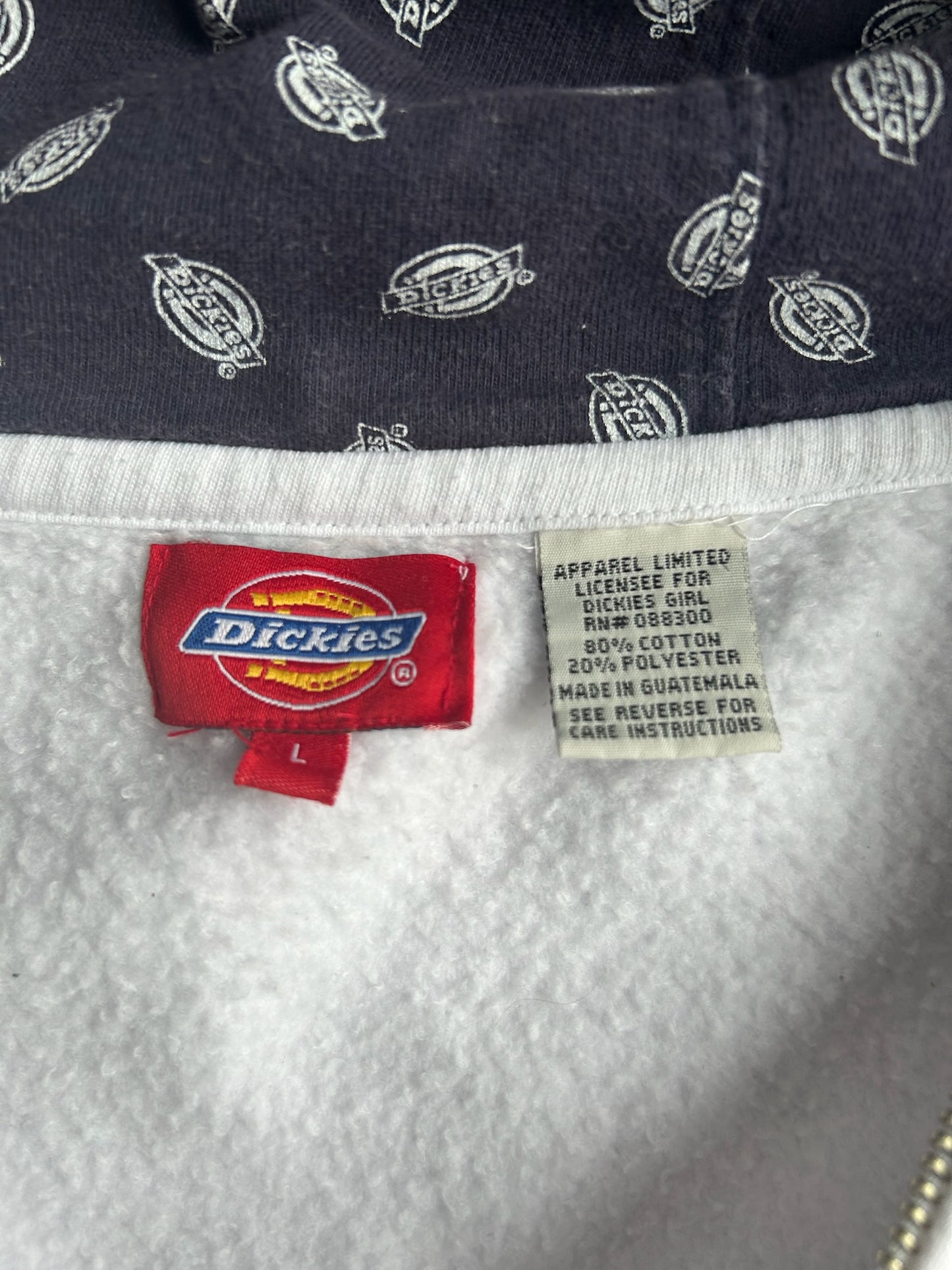 Vintage White Dickies Zip Up Hoodie - L