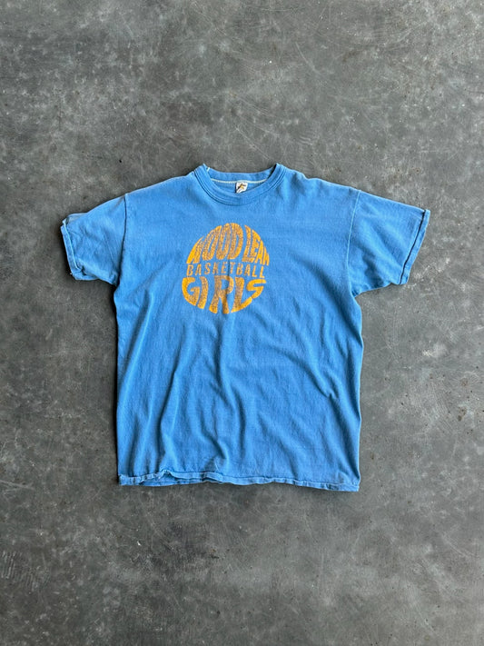 Vintage Faded Wood Lean Basketball Girls Tee - L