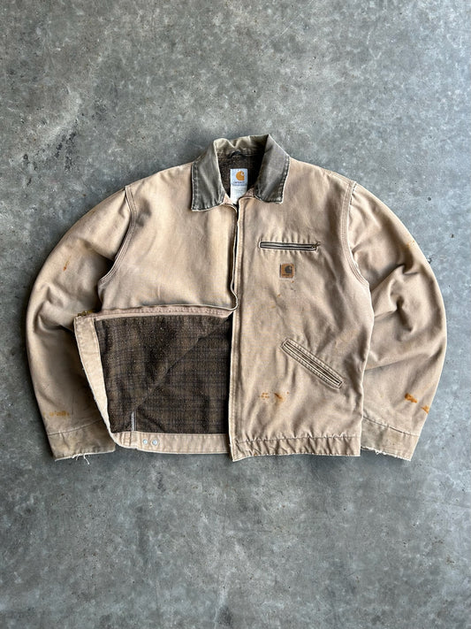 Vintage Taupe Flannel Lined Carhartt Detroit Jacket - XXL