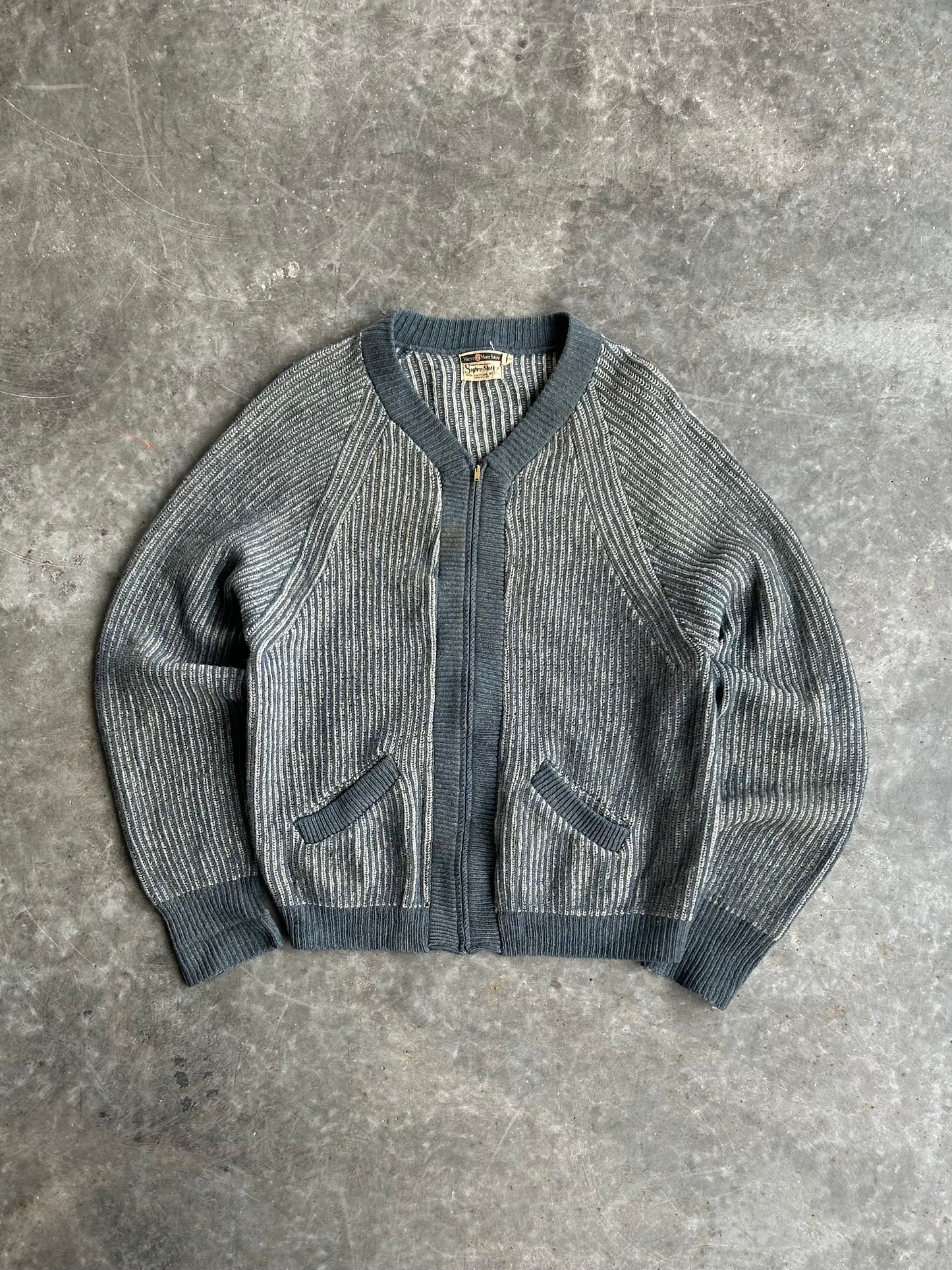 Vintage Supre-Macy Zip Up Sweater - L