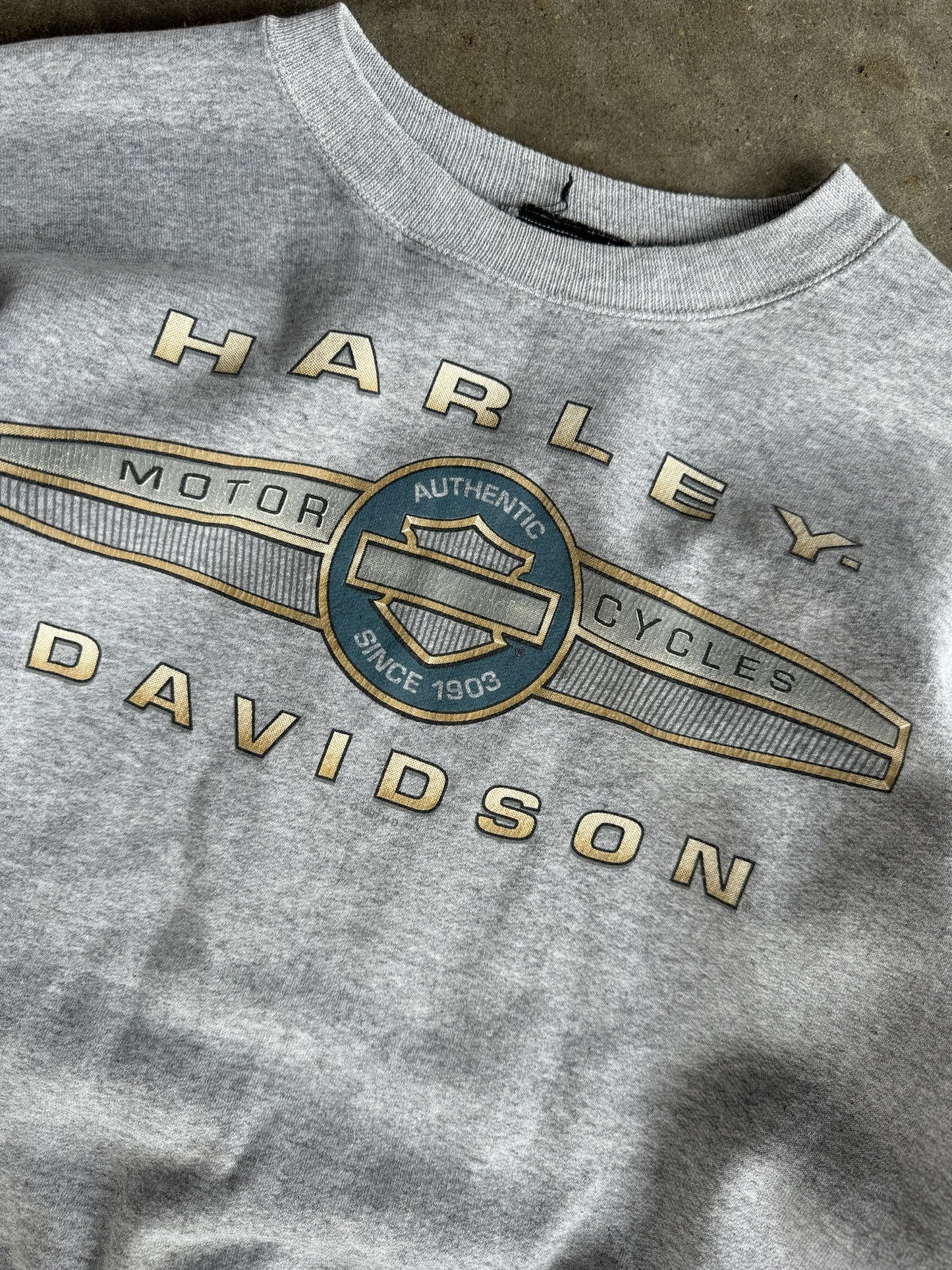 Vintage Grey Harley Davidson Crew - XL