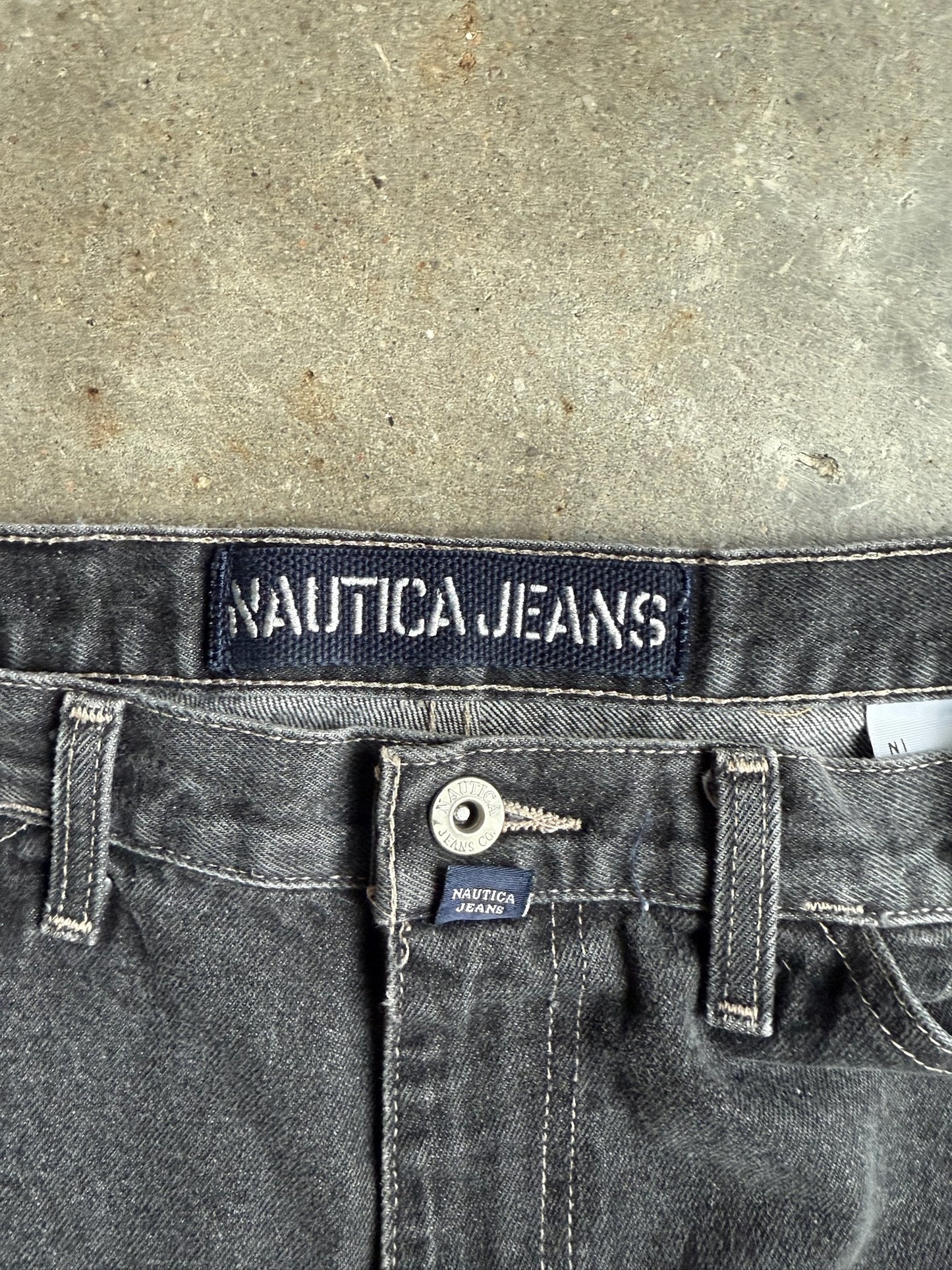 Vintage Distressed Black Nautica Carpenter Denim Pants - 34