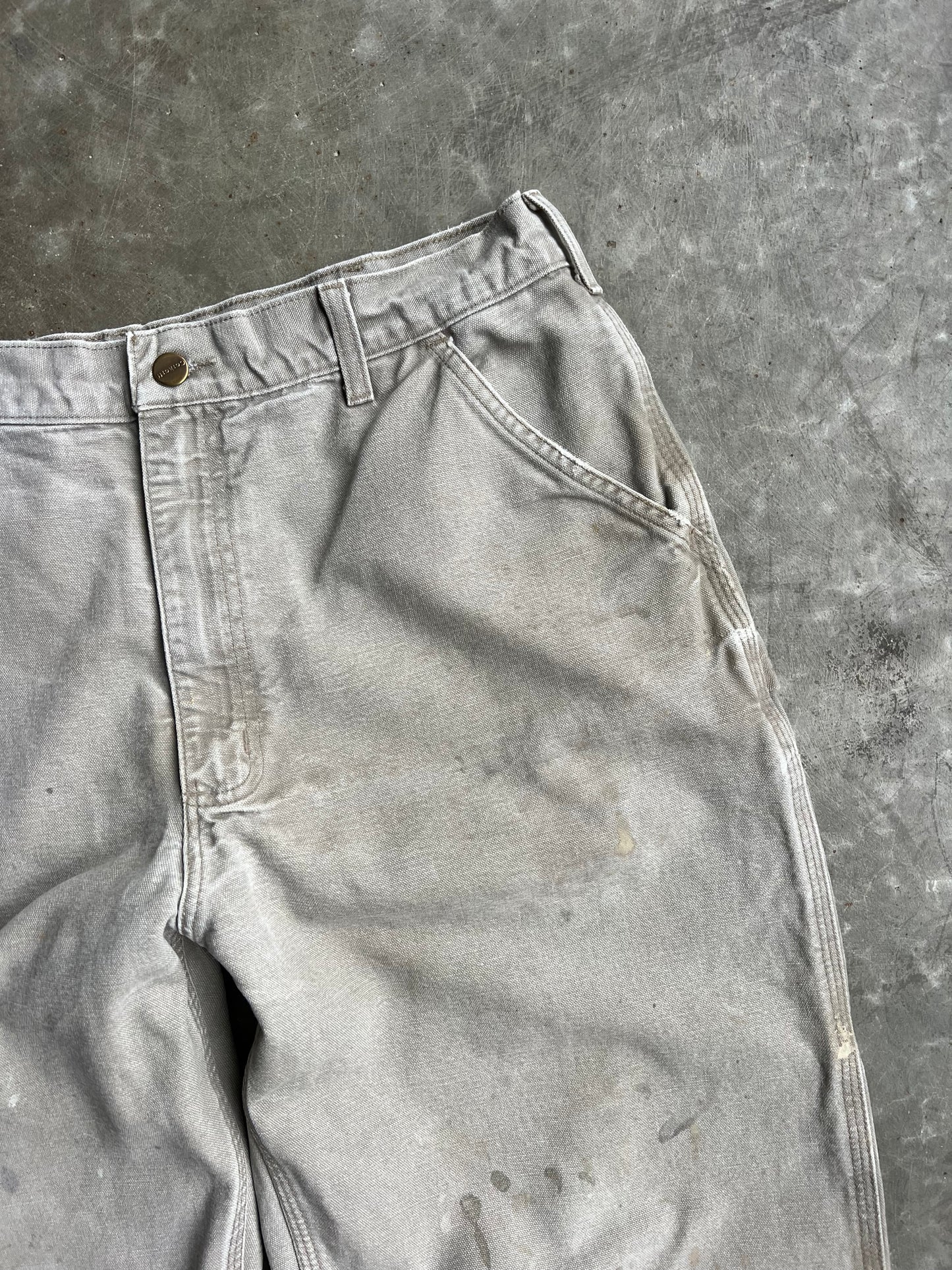 Vintage Beige Painted Carhartt Carpenter Pants - 36