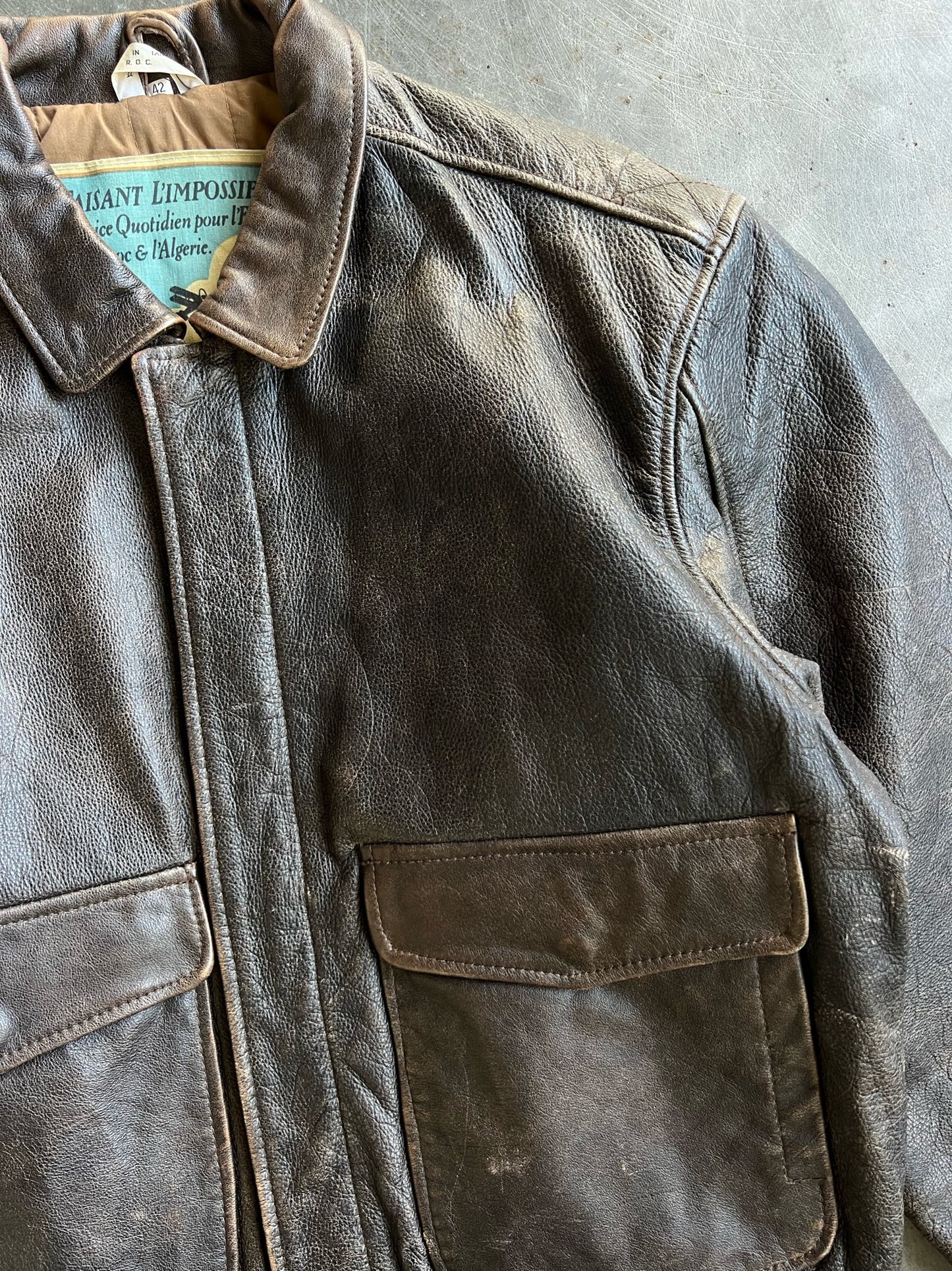 Vintage Dark Brown Aeropostale Leather Jacket - XL