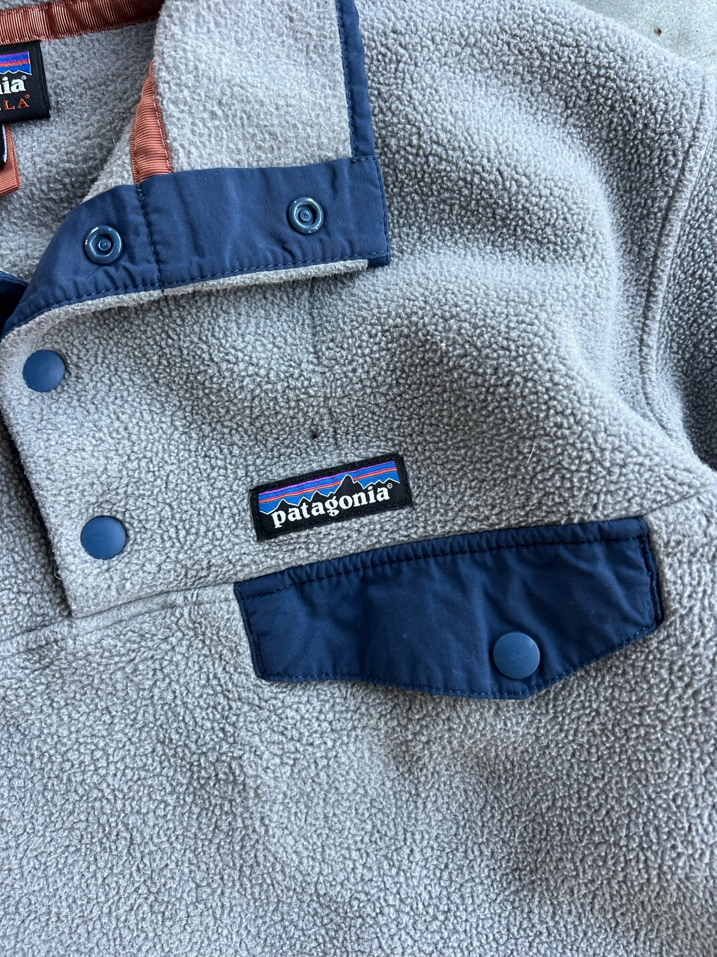 Vintage Grey Fleece Patagonia T Snap - L