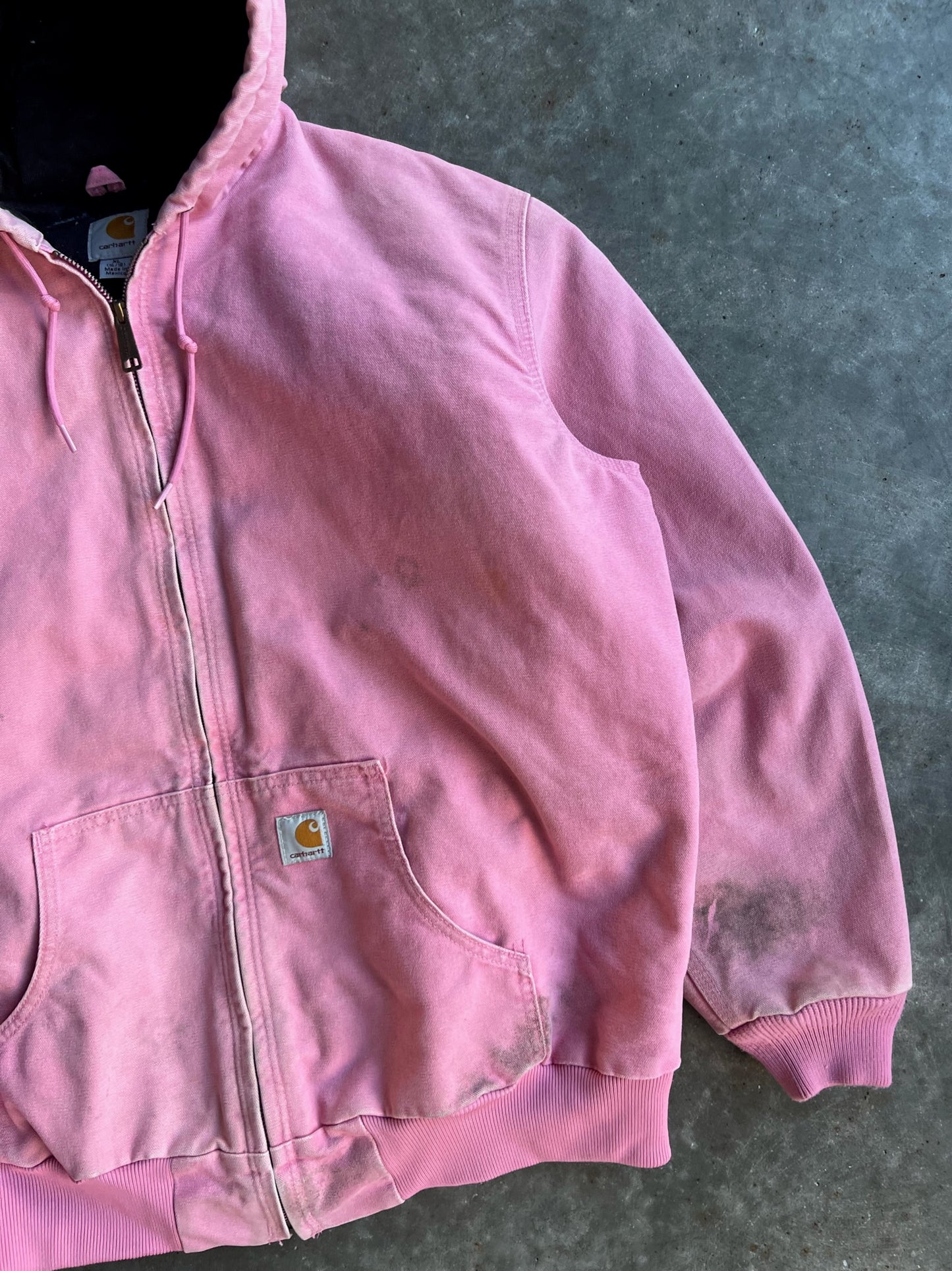 Vintage Baby Pink Hooded Carhartt Jacket - XL