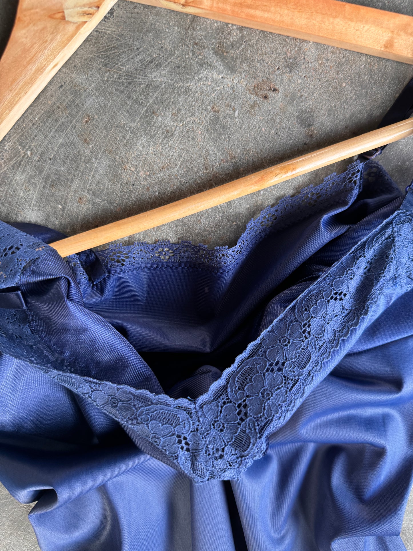 Vintage Blue Lace Silk Dress - L