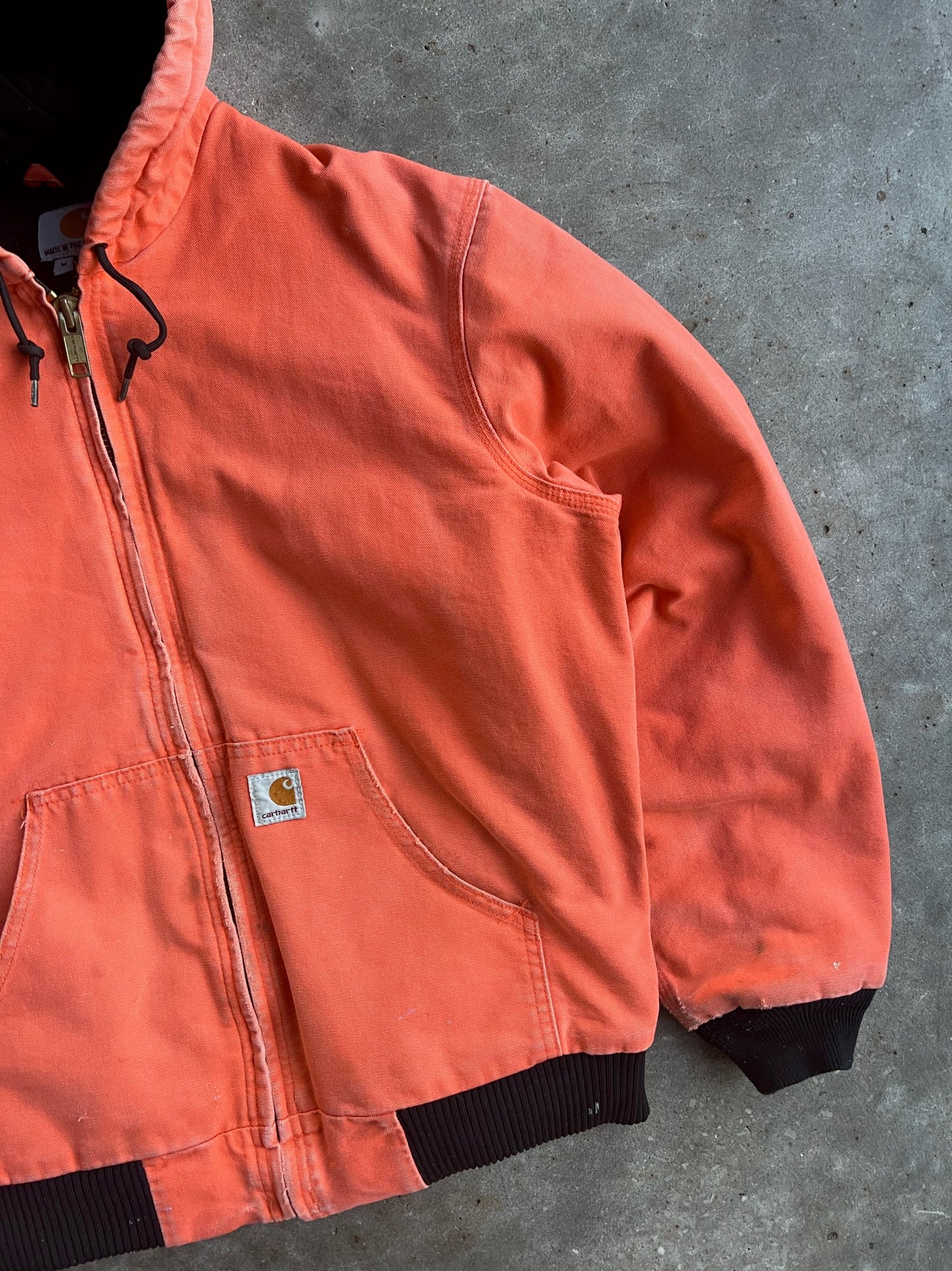 Vintage Orange Hooded Carhartt Jacket - M