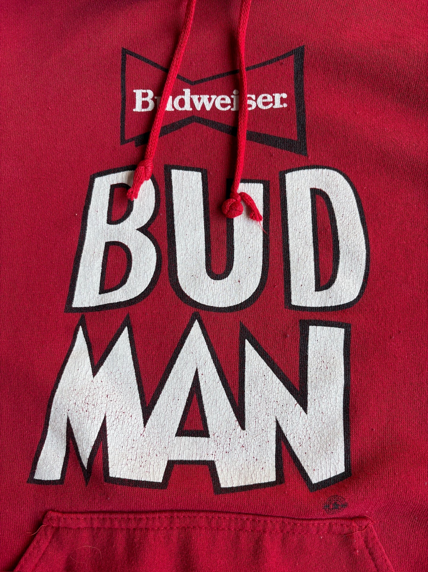 Vintage Red Budweiser Bud Man Hoodie - L