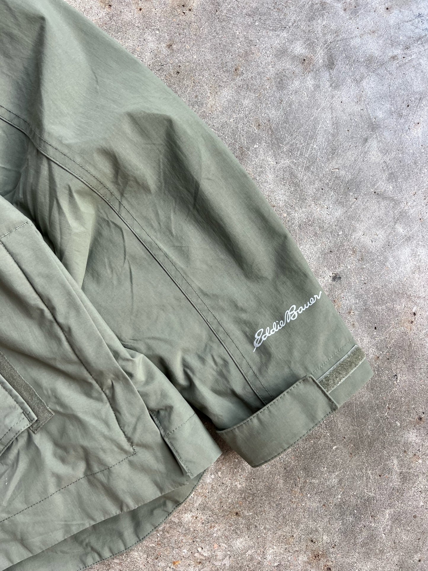 Vintage Green Eddie Bauer Hooded Wind Breaker - XL