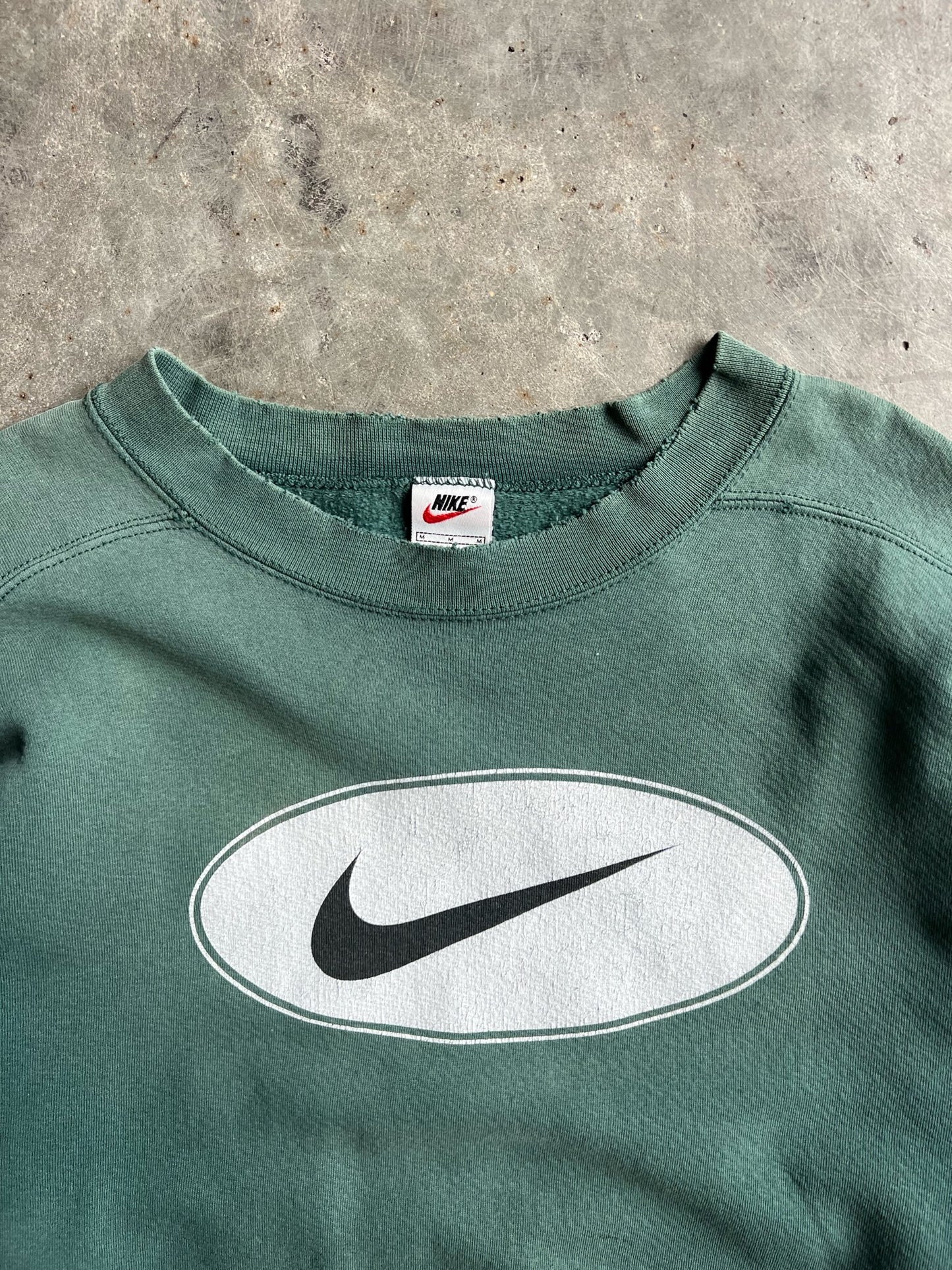 Vintage Green Nike Swoosh Crew - M