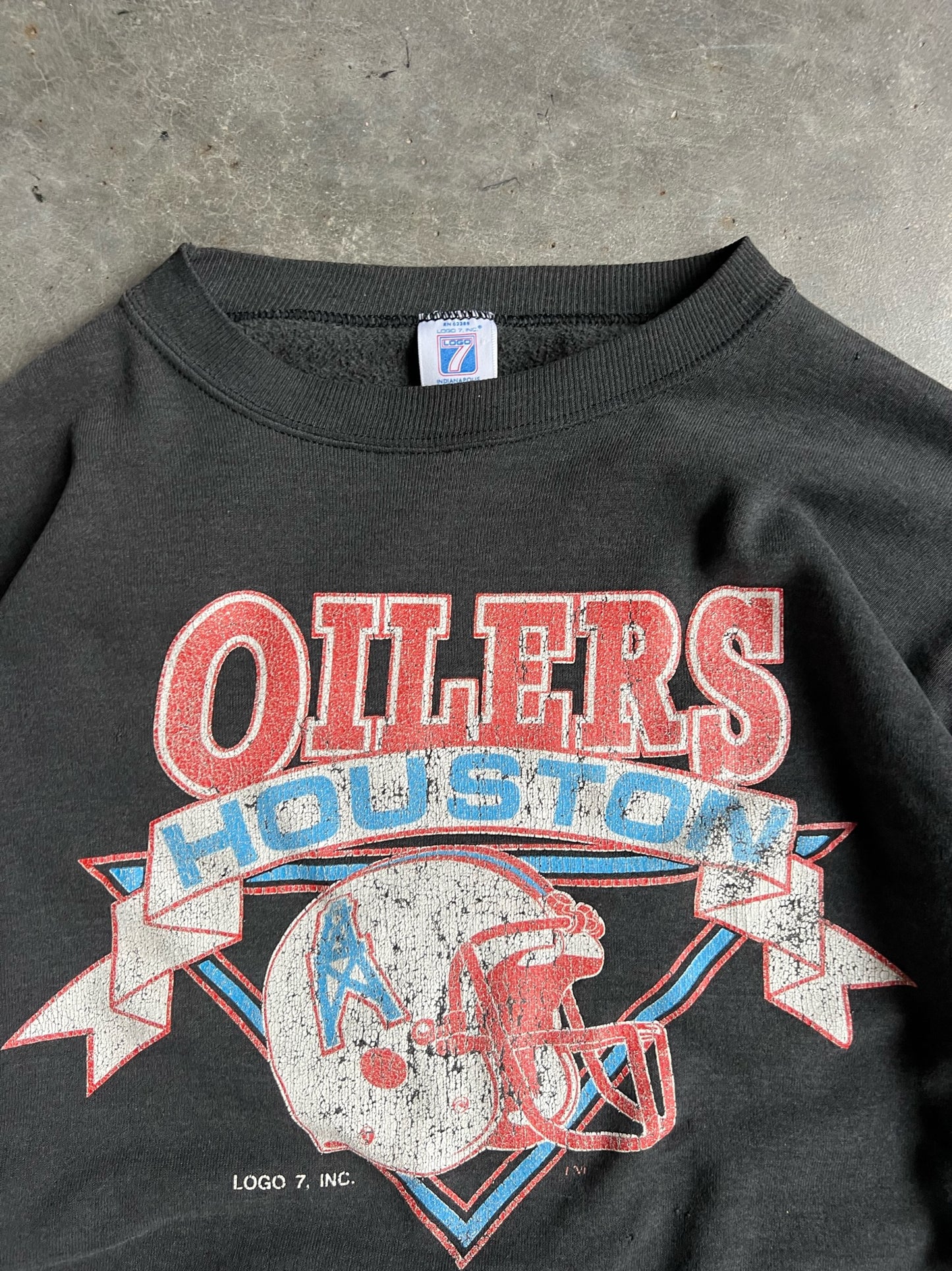 Vintage Black Houston Oilers Crew - XL