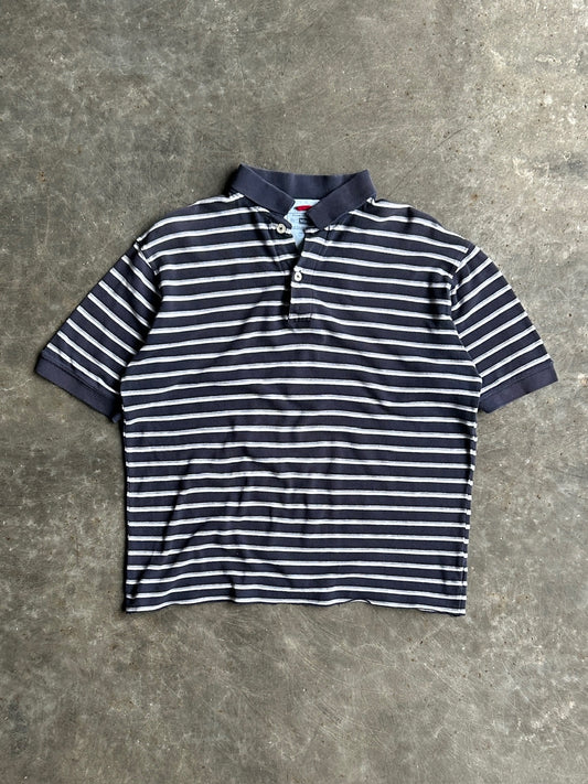 Vintage Navy Striped Wrangler Cropped Polo - M