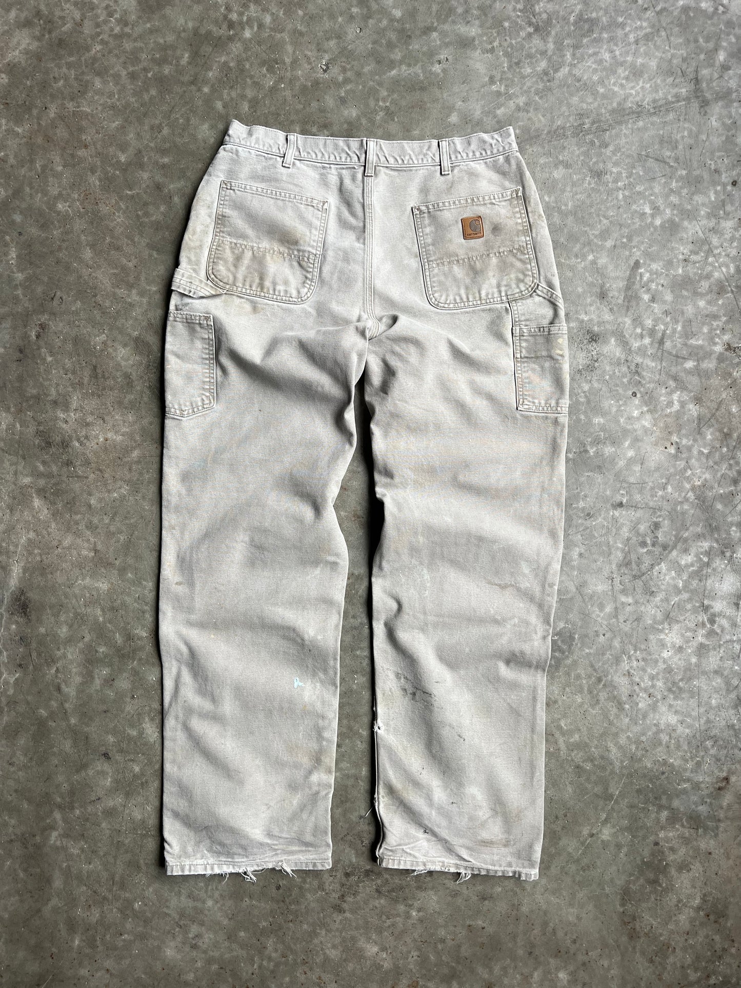 Vintage Beige Painted Carhartt Carpenter Pants - 36